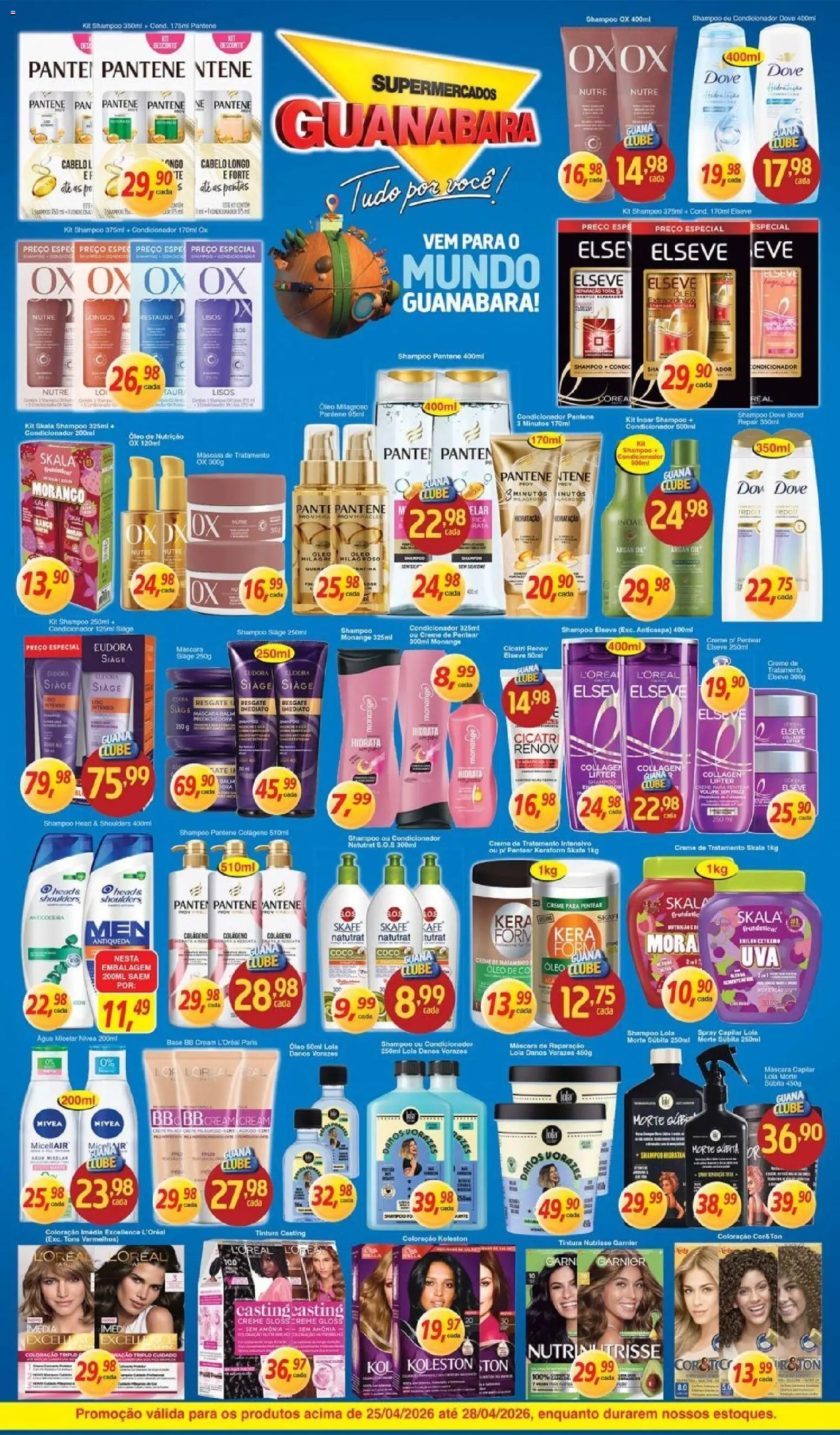 Supermercados Guanabara Folheto - válido de 25.04.2026 | Página: 10 | Produtos: Base, Shampoo pantene, Creme, Dove