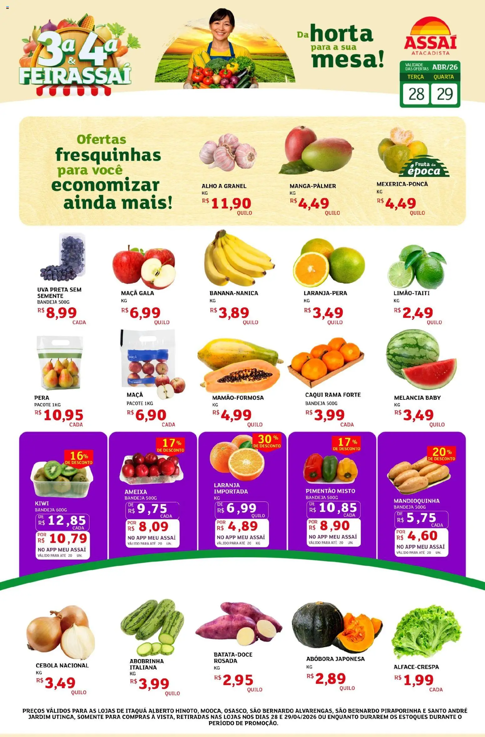 Assaí Atacadista Folheto - válido de 28.04.2026 | Página: 1 | Produtos: Caqui, Melancia, Alho, Kiwi