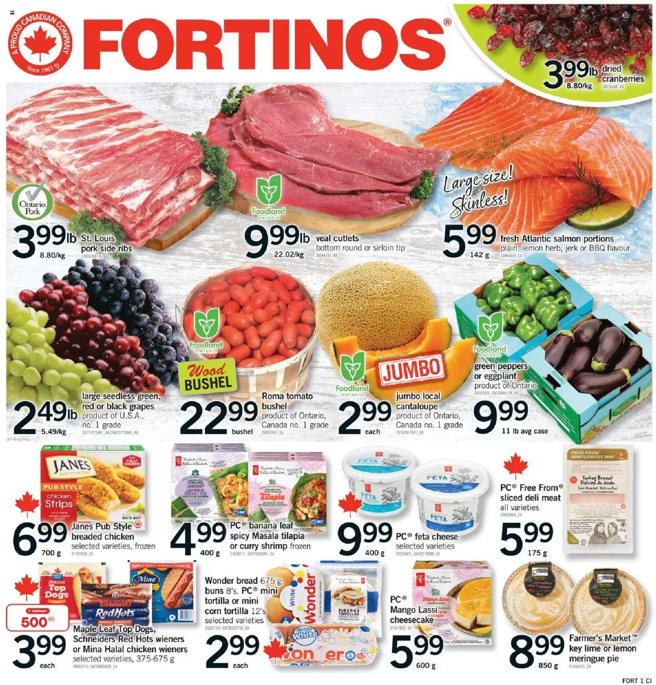 Fortinos flyer valid from 14.08.2025 | Page: 1 | Products: PC, Case, Bread, Chicken