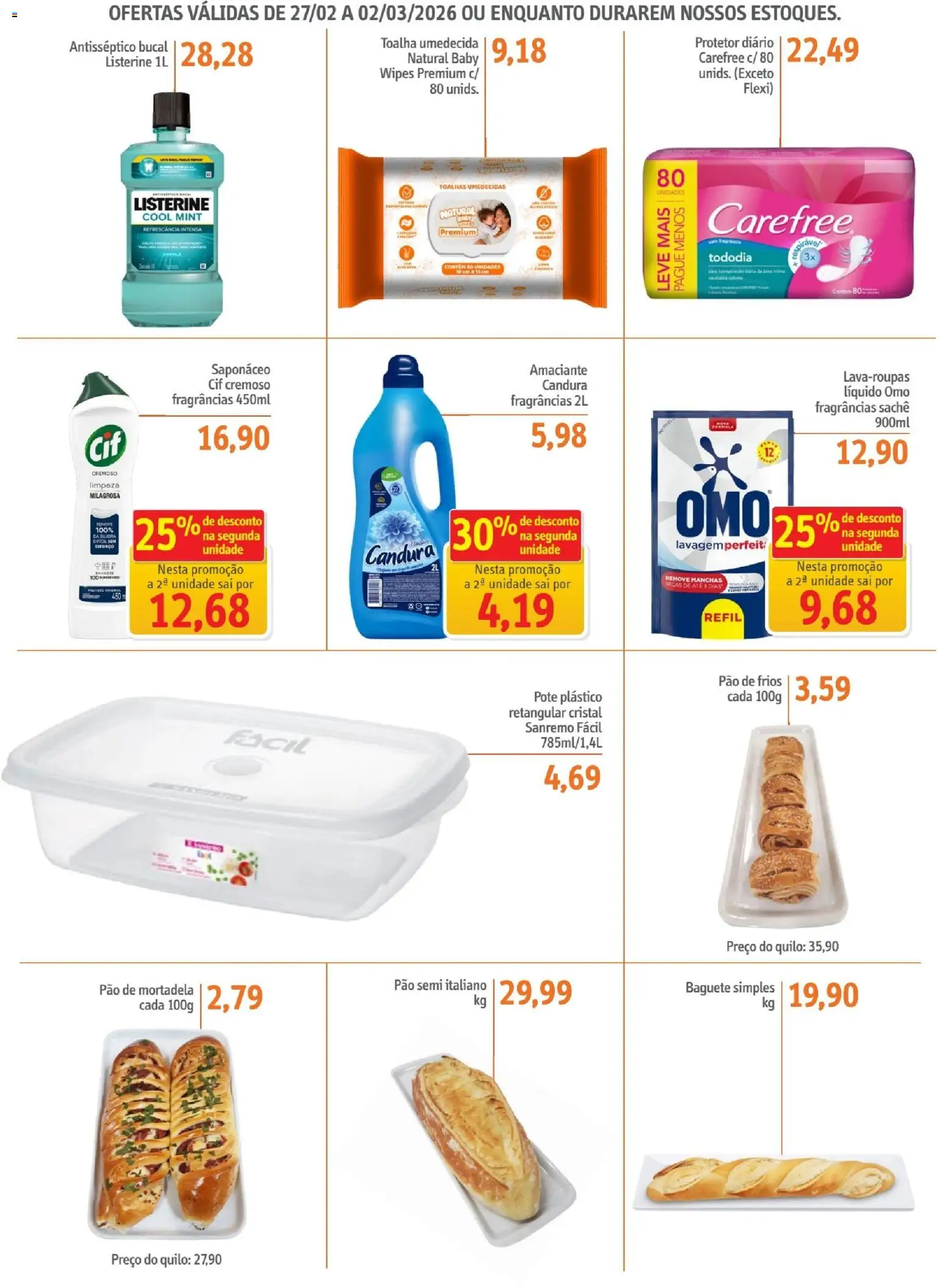 Sonda Folheto - válido de 27.02.2026 | Página: 4 | Produtos: Pão, Mortadela, Saponáceo, Toalha umedecida