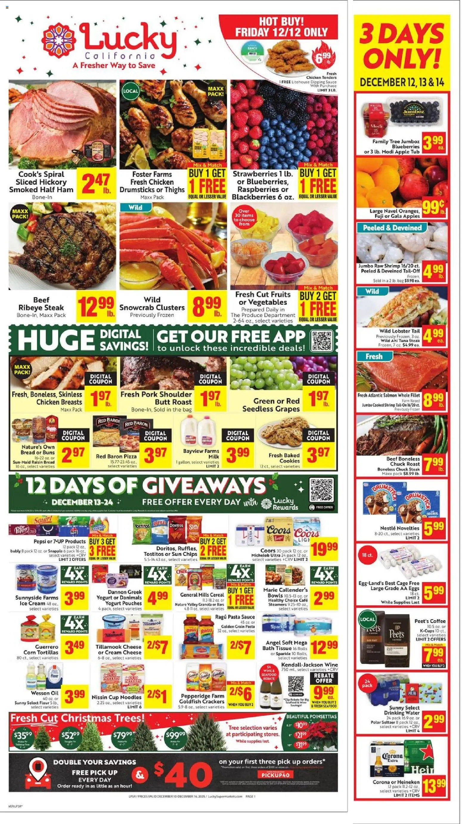 Lucky Supermarkets Weekly - AK - valid from 10.12.2025 | Page: 1 | Products: Apples, Cream, Vegetables, Blueberries