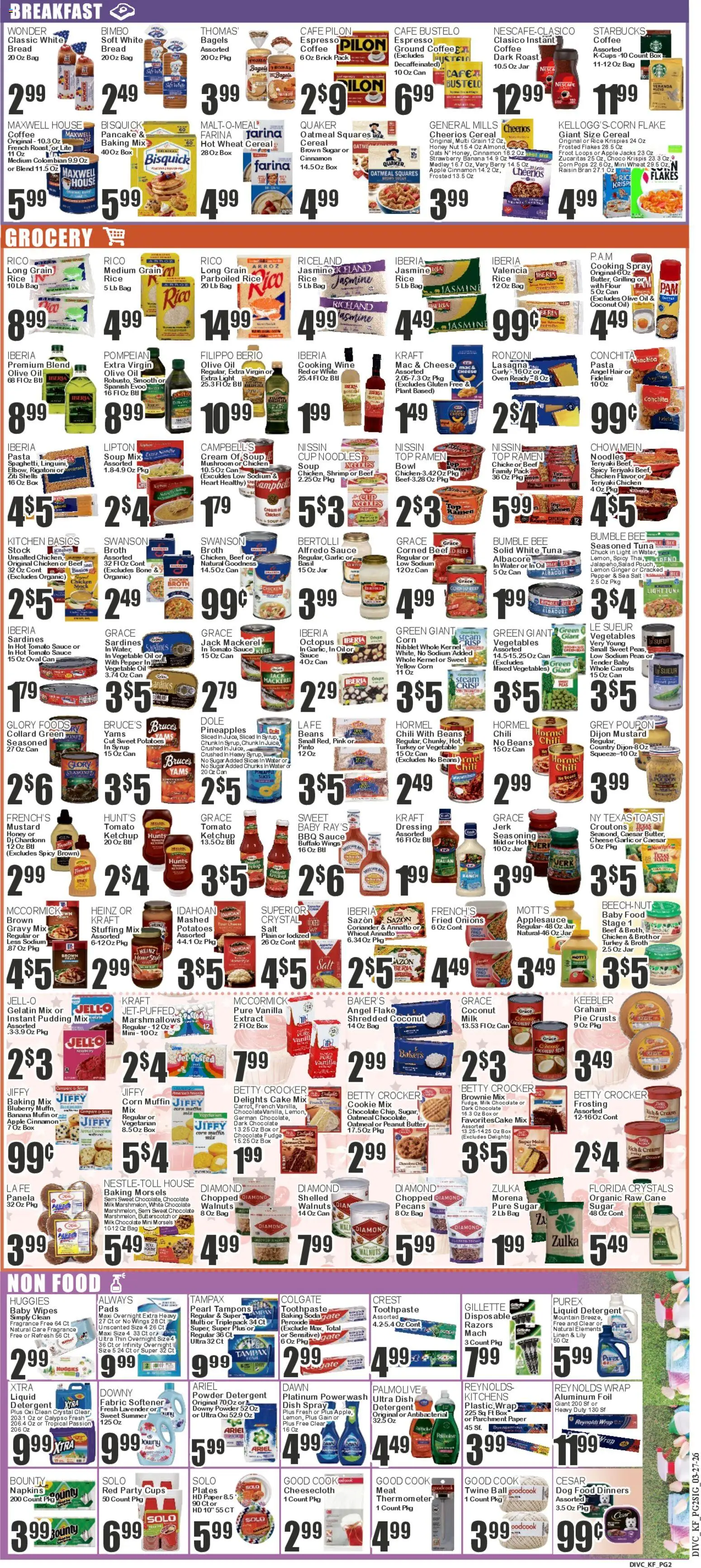 Food Universe Weekly Ad - valid from 27.03.2026 | Page: 2 | Products: Box, Tampons, Baby food, Sugar