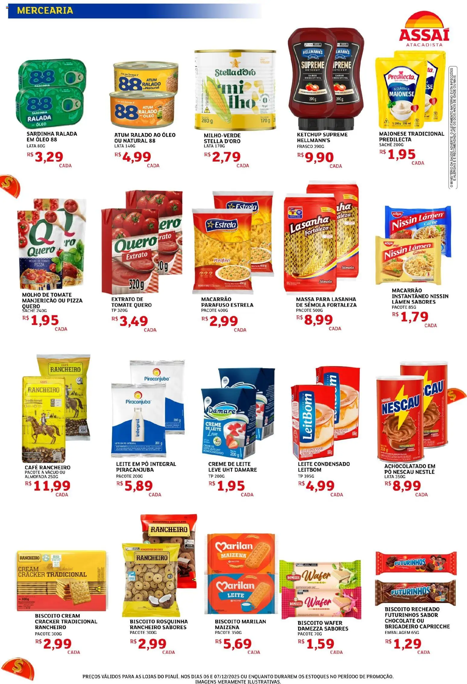 Assaí Atacadista Folheto - válido de 06.12.2025 | Página: 3 | Produtos: Molho de tomate, Carne, Creme de leite, Biscoito recheado