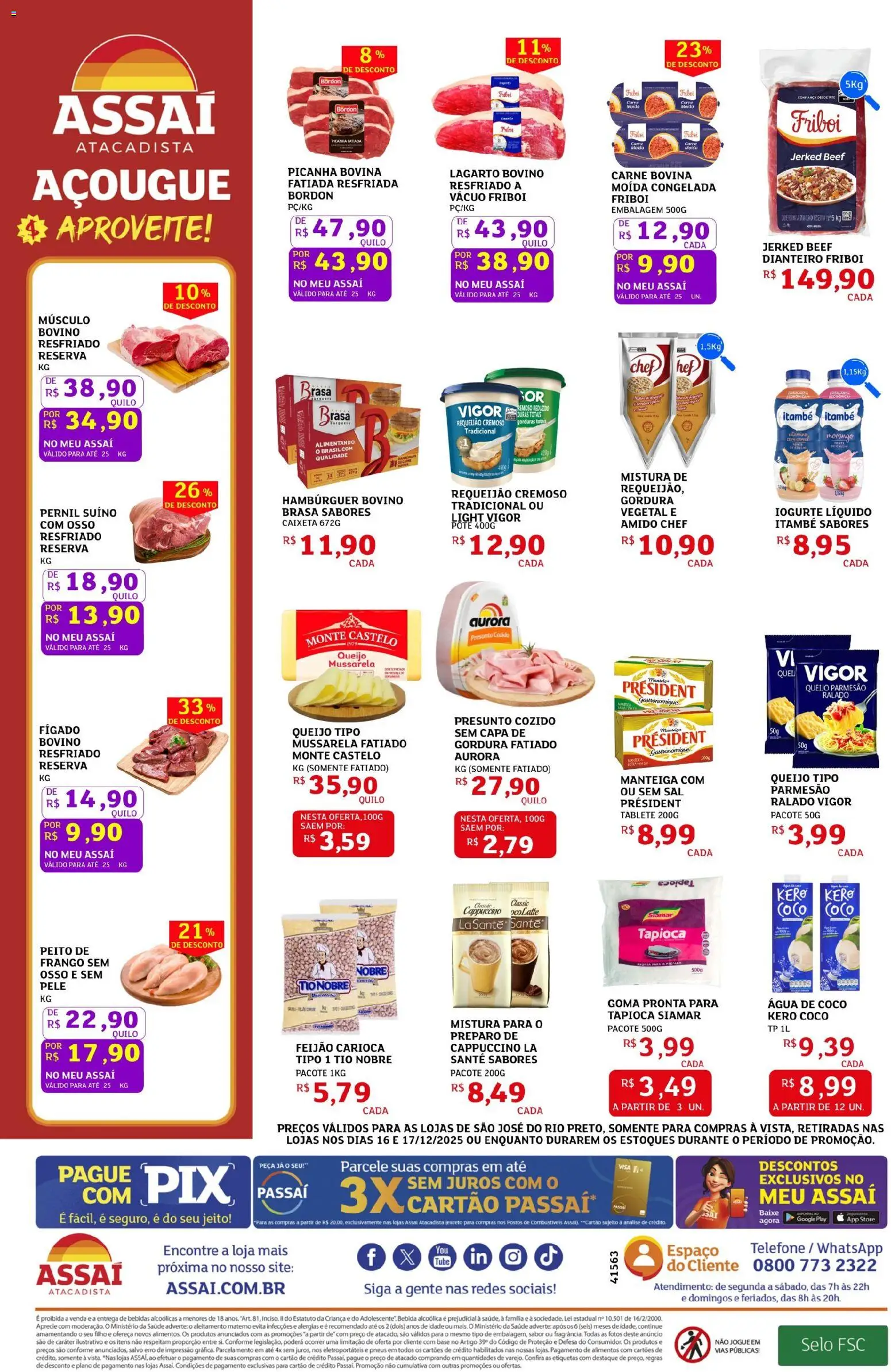 Assaí Atacadista Folheto - válido de 16.12.2025 | Página: 2 | Produtos: Tapioca, Base, Carne, Requeijão
