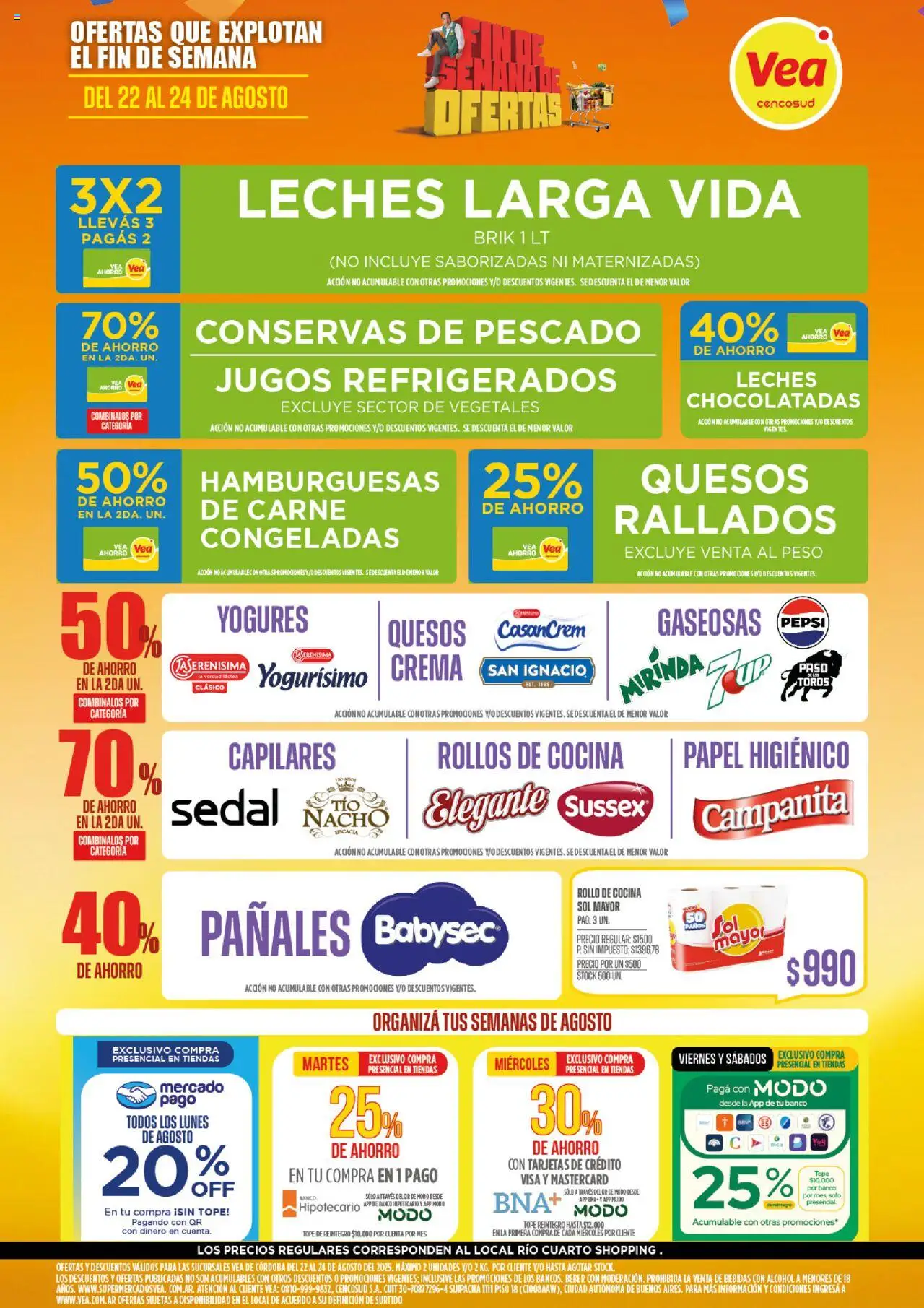 Vea - Ofertas | Córdoba │ válido desde el 22.08.2025 | Página: 1 | Productos: Papel higiénico, Cocina, Peso, Pescado