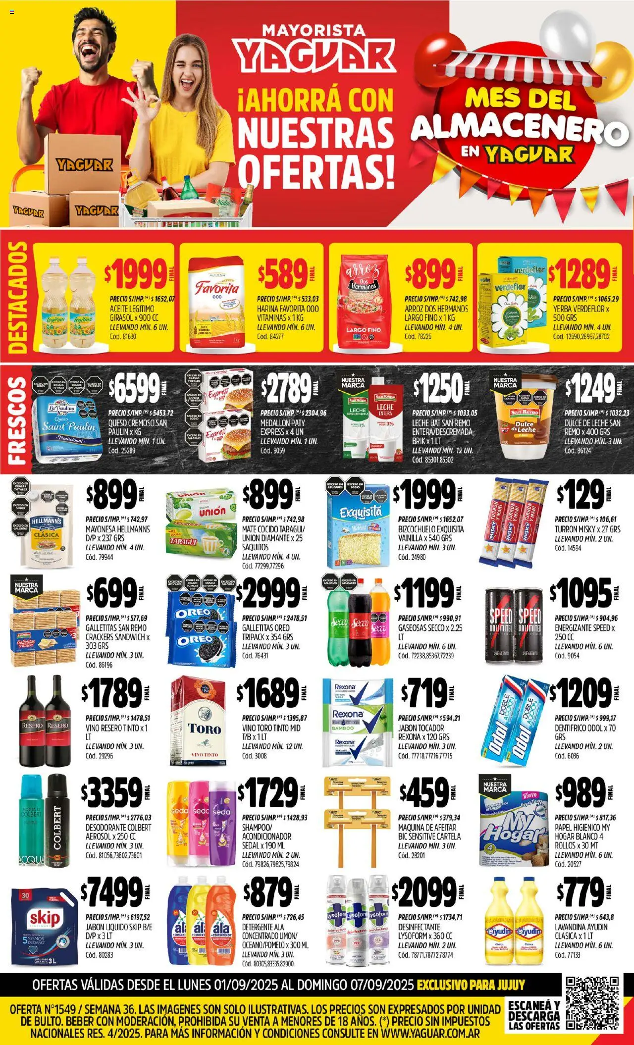 Yaguar - Jujuy │ válido desde el 01.09.2025 | Página: 1 | Productos: Lavandina, Mate, Harina, Mate cocido