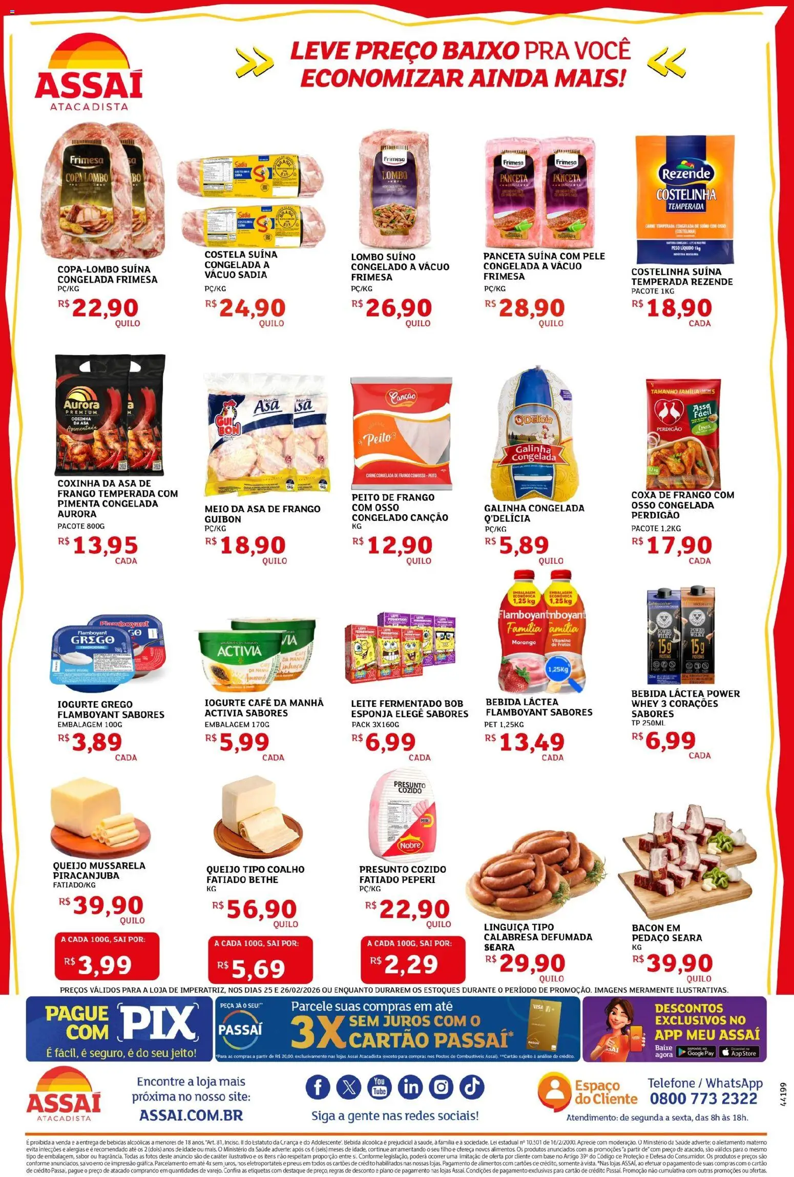 Assaí Atacadista Folheto - válido de 25.02.2026 | Página: 2 | Produtos: Pimenta, Café, Bebida, Mussarela