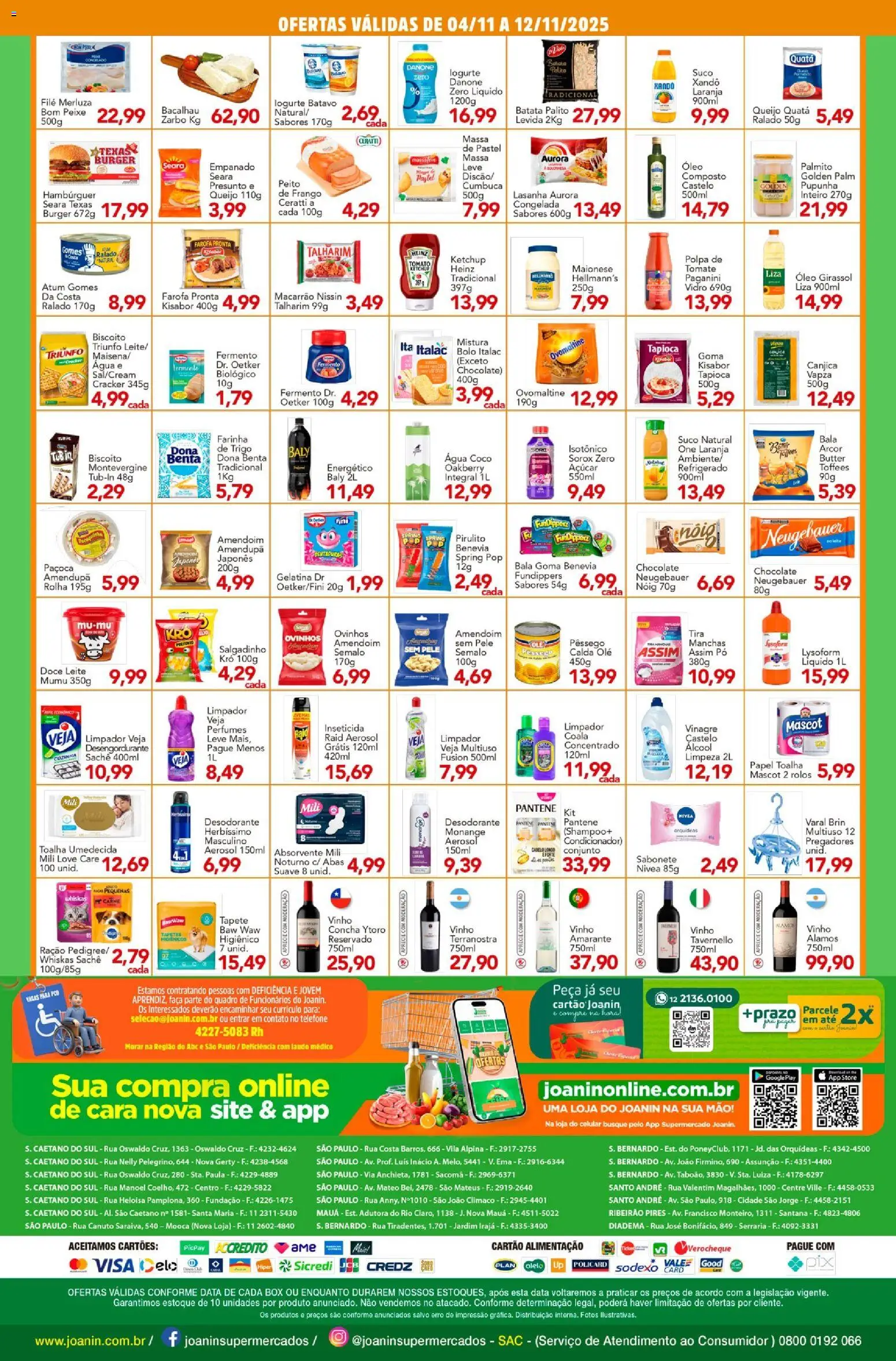 Supermercados Joanin Folheto - válido de 04.11.2025 | Página: 2 | Produtos: Vinho, Massa, Batata, Bala