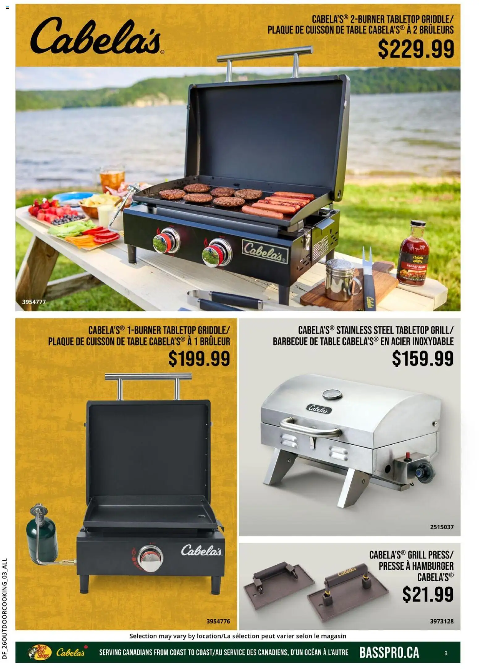 Cabelas flyer valid from 23.03.2026 | Page: 3 | Products: Grill, Table