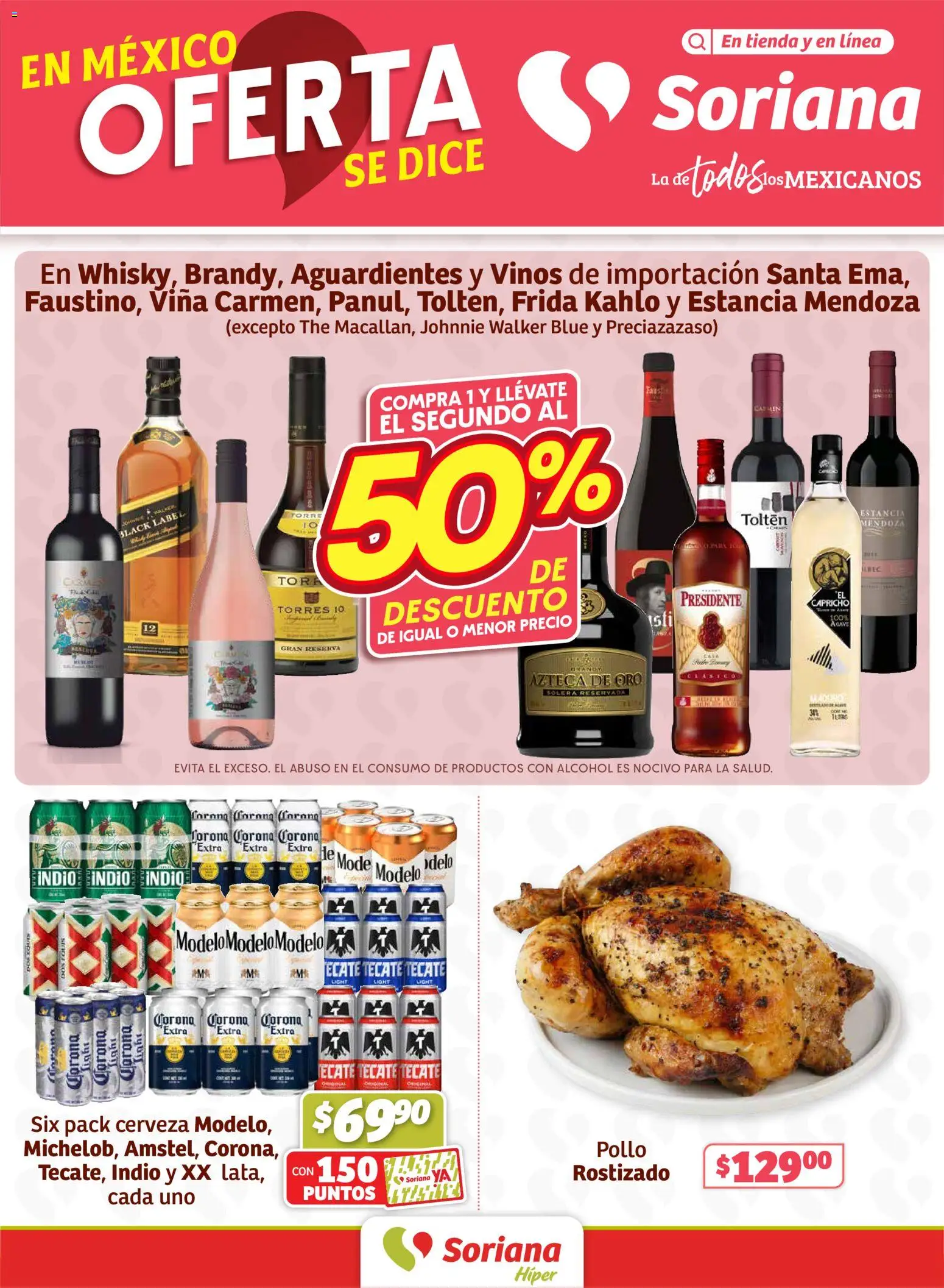 Nuevas ofertas de Soriana válidas en toda la República Mexicana desde el 29.01.2026. ¡Encuentra las mejores ofertas en Soriana - Fin de Semana Híper: Chih, Delicias, Dur y Coah (excepto Saltillo)! | Página: 1 | Productos: Pollo, Cerveza