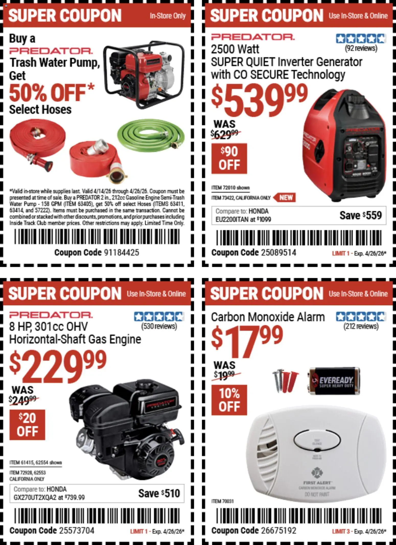 Harbor Freight Weekly Ad - valid from 14.04.2026 | Page: 14 | Products: Pump, Water, Alarm