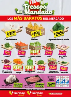 Vista previa de Soriana Frescos del Mandado Mercado: Ags, Nay, Jal, Qro, Col, Mich, Gto, Hgo, Tlax, Mor, Pue, Gro, Oax, Edo. de Mex, CDMX, Zac y, nuevo folleto de la tienda, válido en México a partir del 17.03.2026