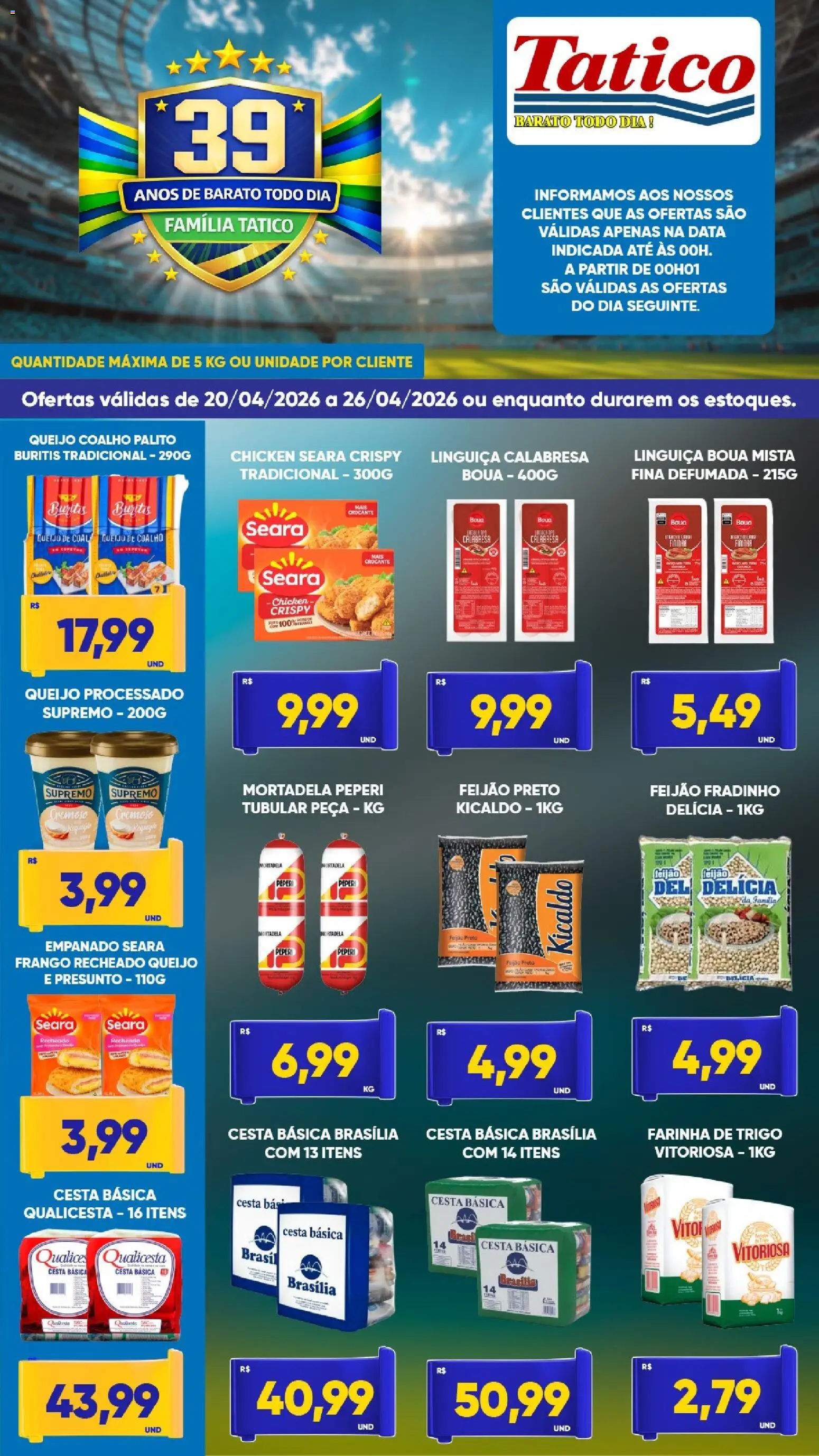 Tatico Folheto - válido de 20.04.2026 | Página: 2 | Produtos: Farinha de trigo, Queijo, Presunto, Frango