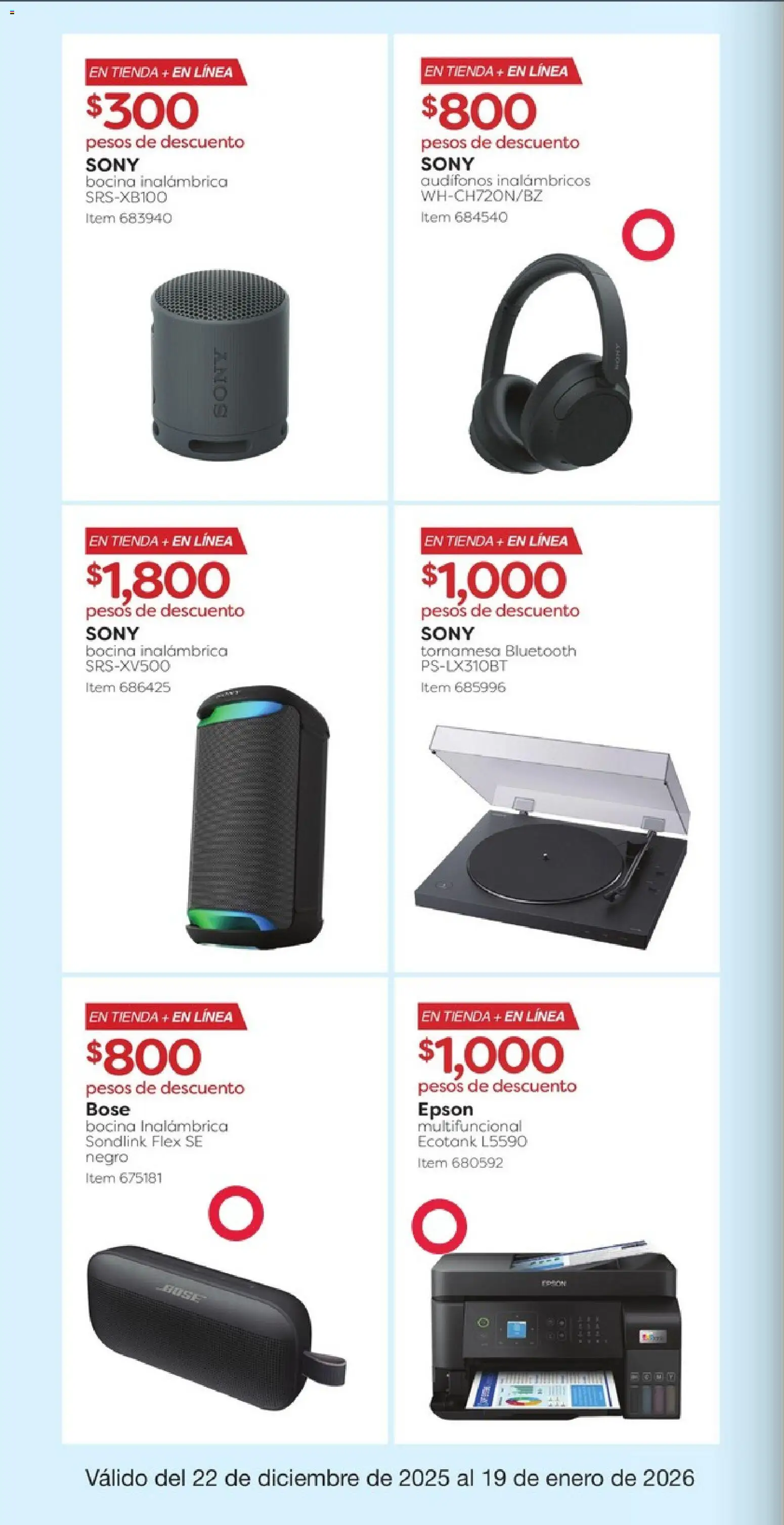 Nuevas ofertas de Costco válidas en toda la República Mexicana desde el 22.12.2025. ¡Encuentra las mejores ofertas en Costco catálogo! | Página: 8 | Productos: Audífonos, Bocina