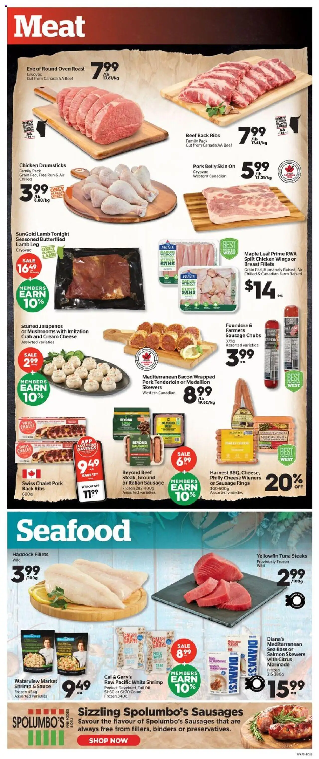 Calgary Co-op flyer valid from 14.08.2025 | Page: 5 | Products: Cream, Cheese, Chicken, Pork