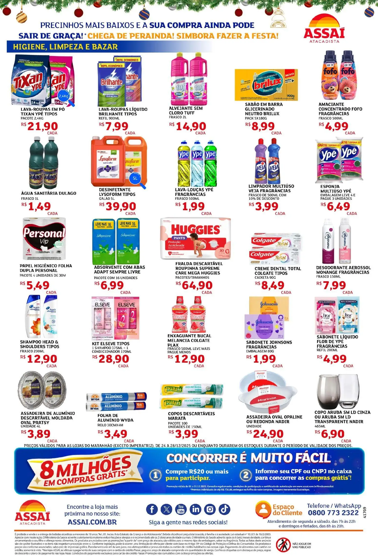 Assaí Atacadista Folheto - válido de 24.12.2025 | Página: 4 | Produtos: Cloro, Bebida, Sempre Livre, Água sanitária