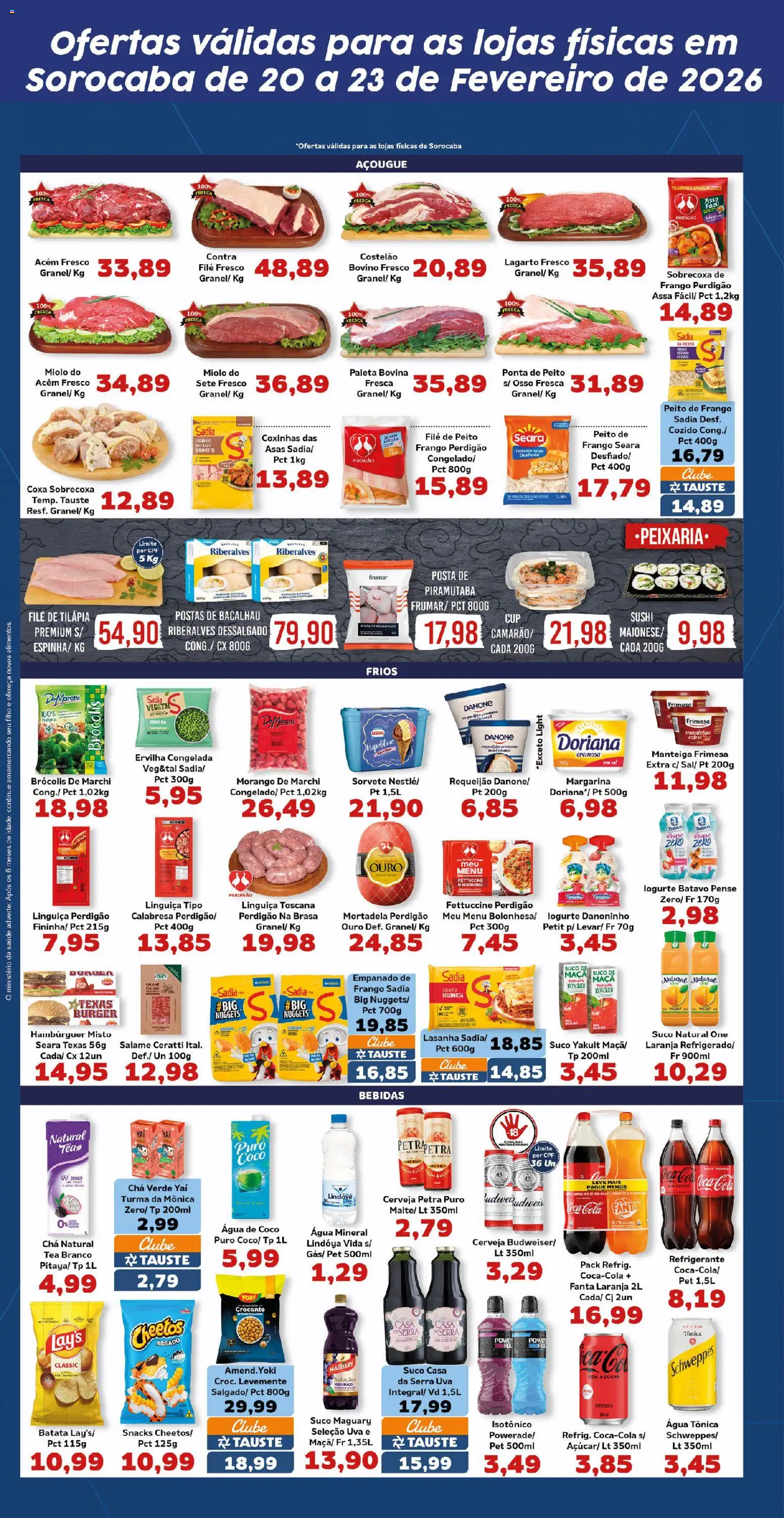 Tauste Folheto - válido de 20.02.2026 | Página: 4 | Produtos: Bacalhau, Fanta, Hambúrguer, Refrigerante