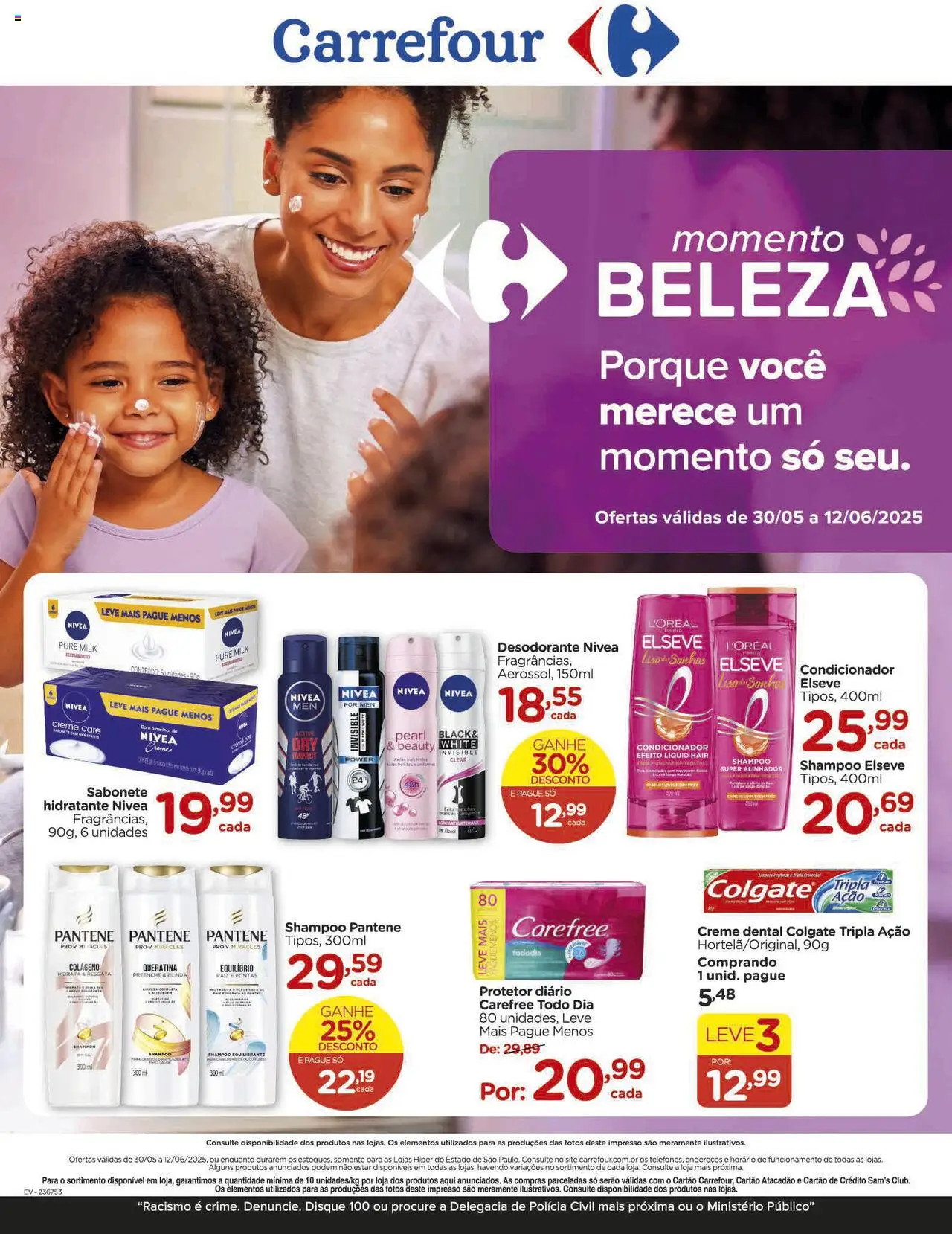 Carrefour Folheto - válido de 30.05.2025 | Página: 1 | Produtos: Desodorante, Shampoo pantene, Creme, Sabonete