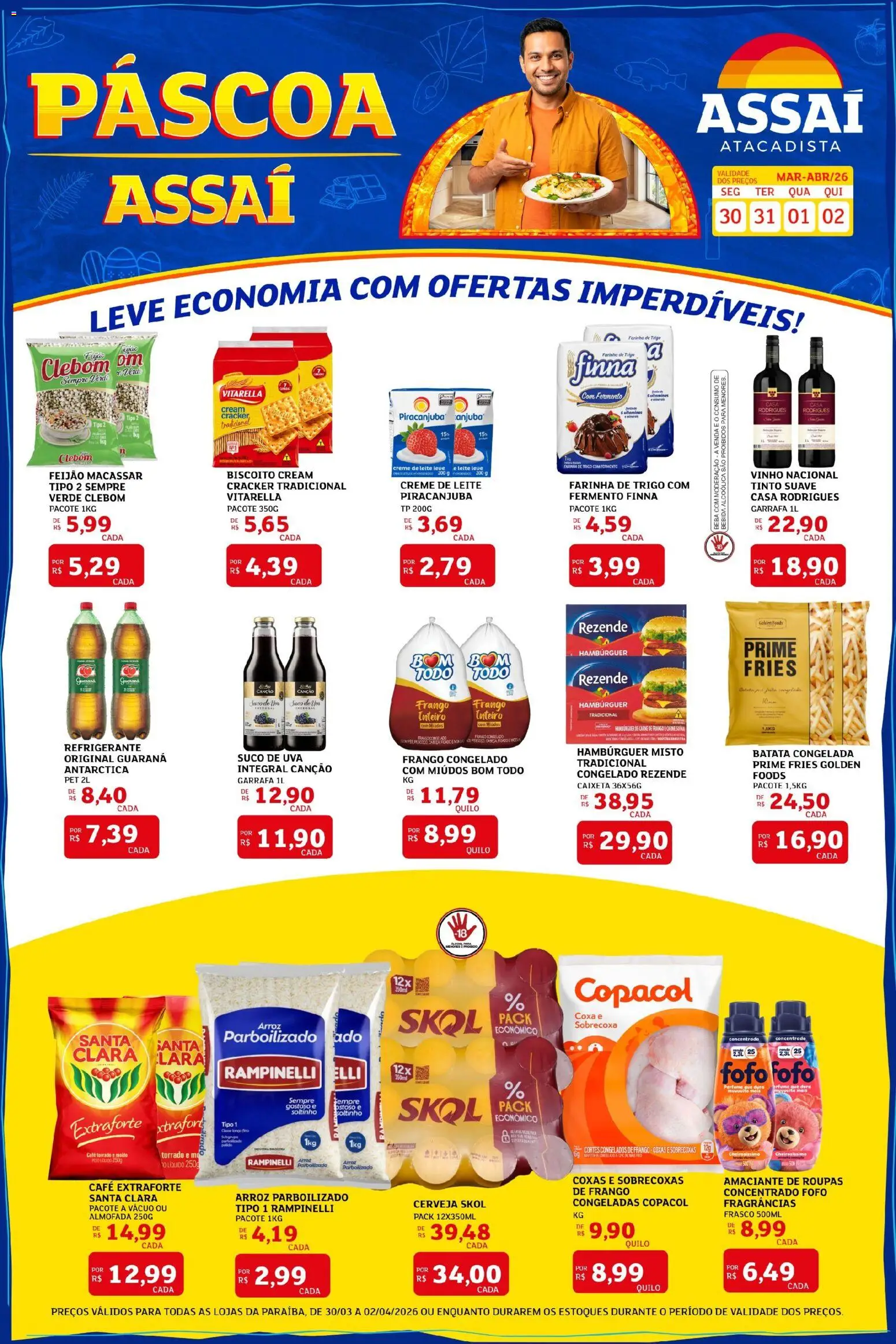 Assaí Atacadista Folheto - válido de 30.03.2026 | Página: 1 | Produtos: Guaraná, Almofada, Vinho, Arroz