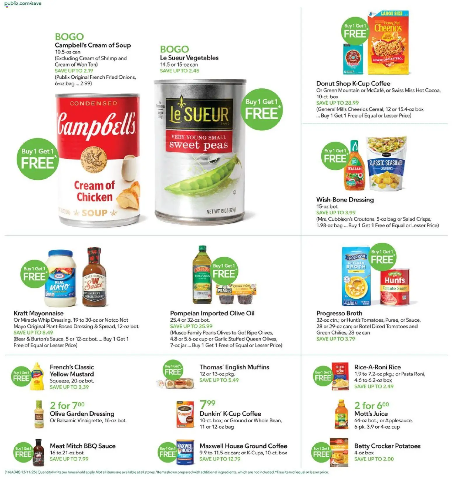 Publix Weekly Ad - valid from 10.12.2025 | Page: 14 | Products: Cream, Salad, Vegetables, Mayonnaise