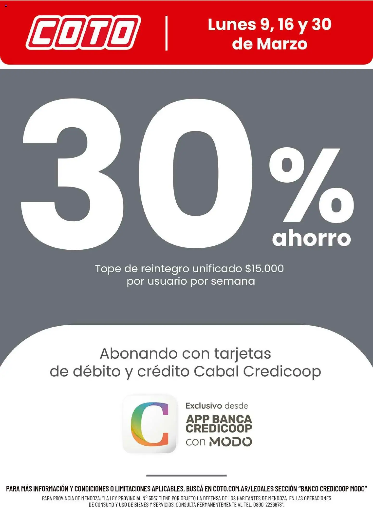 Coto - Banco Credicoop Modo Marzo │ válido desde el 09.03.2026 | Página: 1 | Productos: Banco
