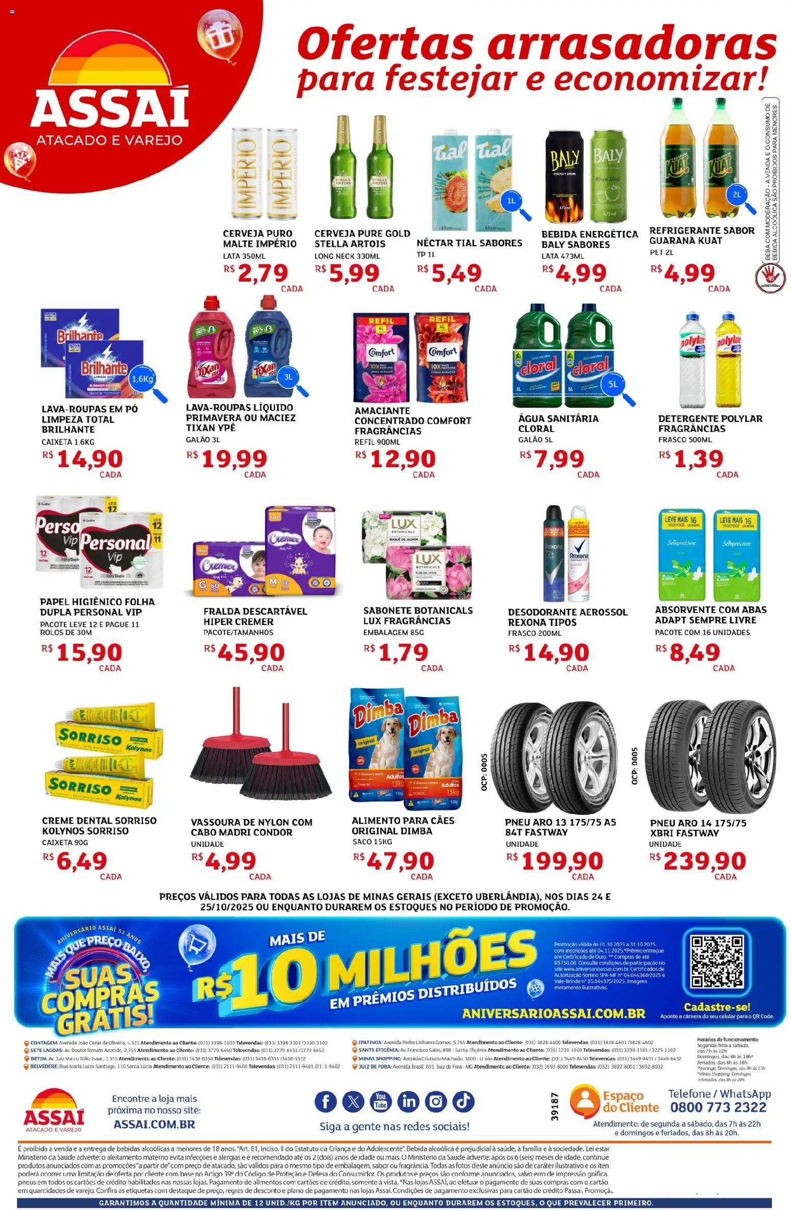 Assaí Atacadista Folheto - válido de 24.10.2025 | Página: 2 | Produtos: Guaraná, Detergente, Telefone, Vassoura