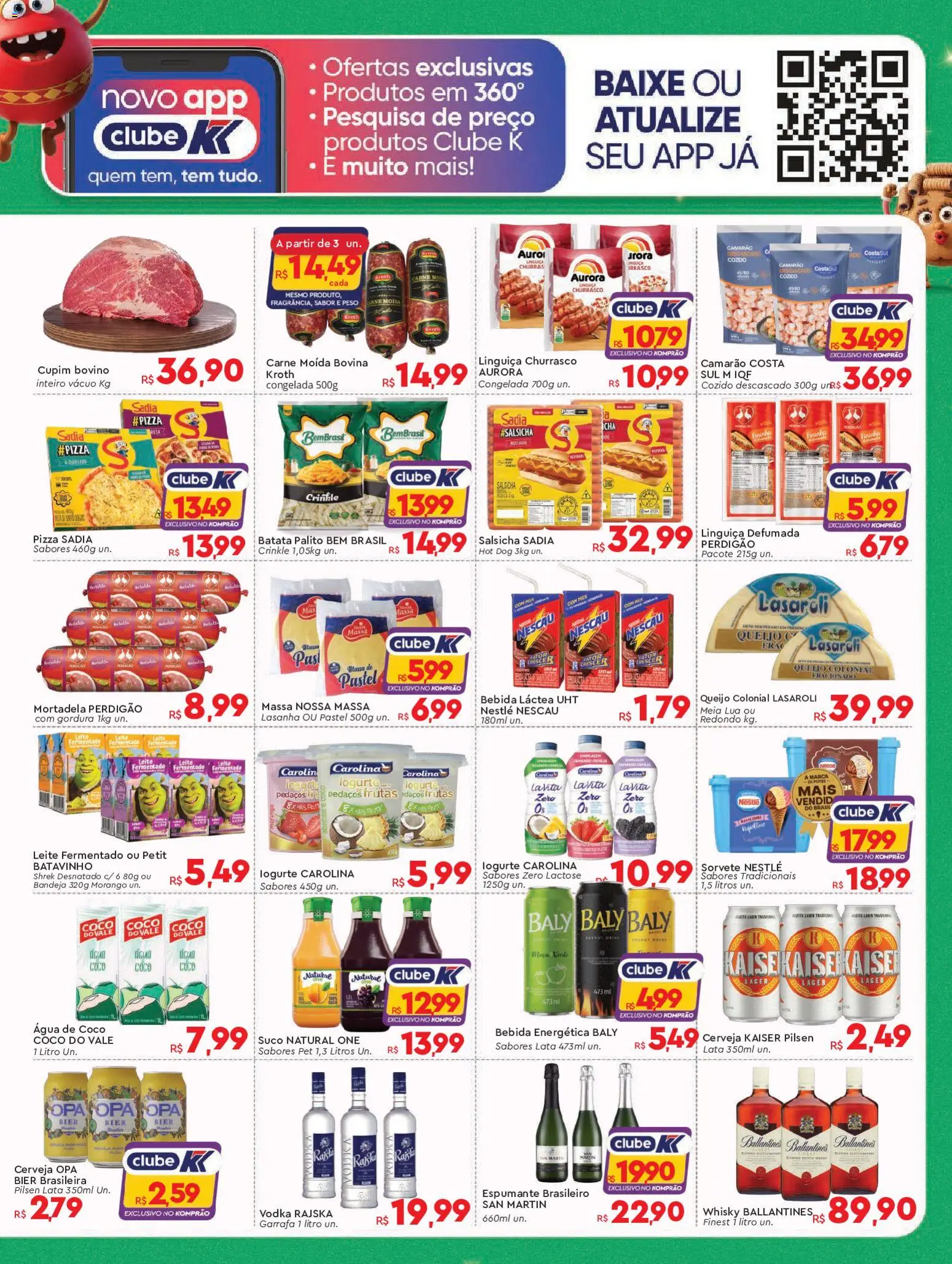 Komprao Atacadista Folheto - válido de 15.12.2025 | Página: 3 | Produtos: Leite, Pizza, Mortadela, Leite fermentado