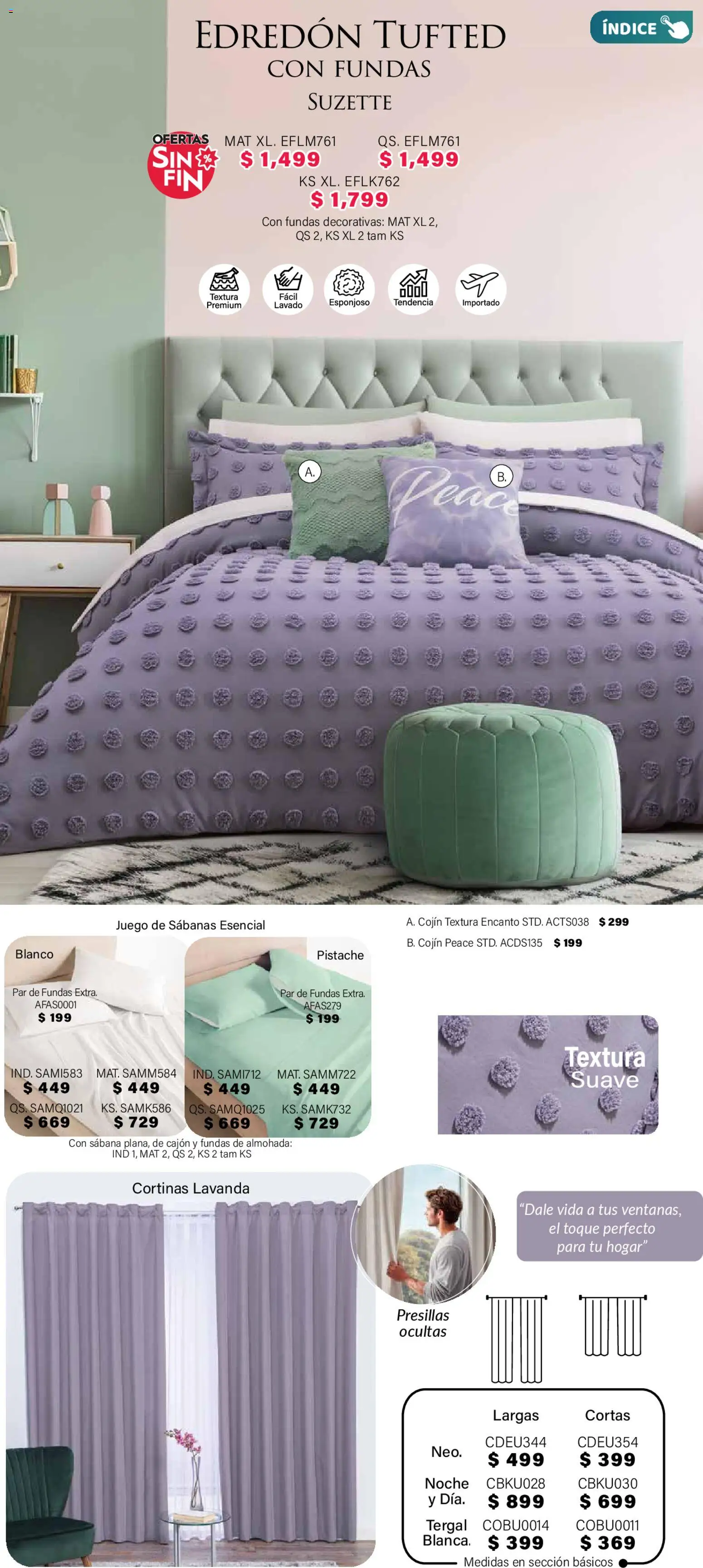 Nuevas ofertas de Colchas Concord válidas en toda la República Mexicana desde el 01.11.2025. ¡Encuentra las mejores ofertas en Colchas Concord Buen Fin! | Página: 137 | Productos: Juego, Almohada, Sabanas, Cortinas