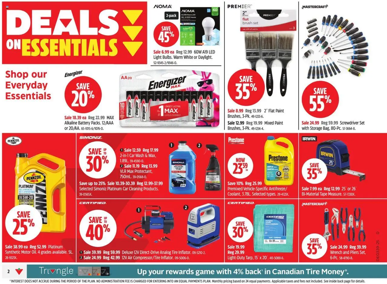 Canadian Tire flyer valid from 18.09.2025 | Page: 2 | Products: Game, Brush, Battery