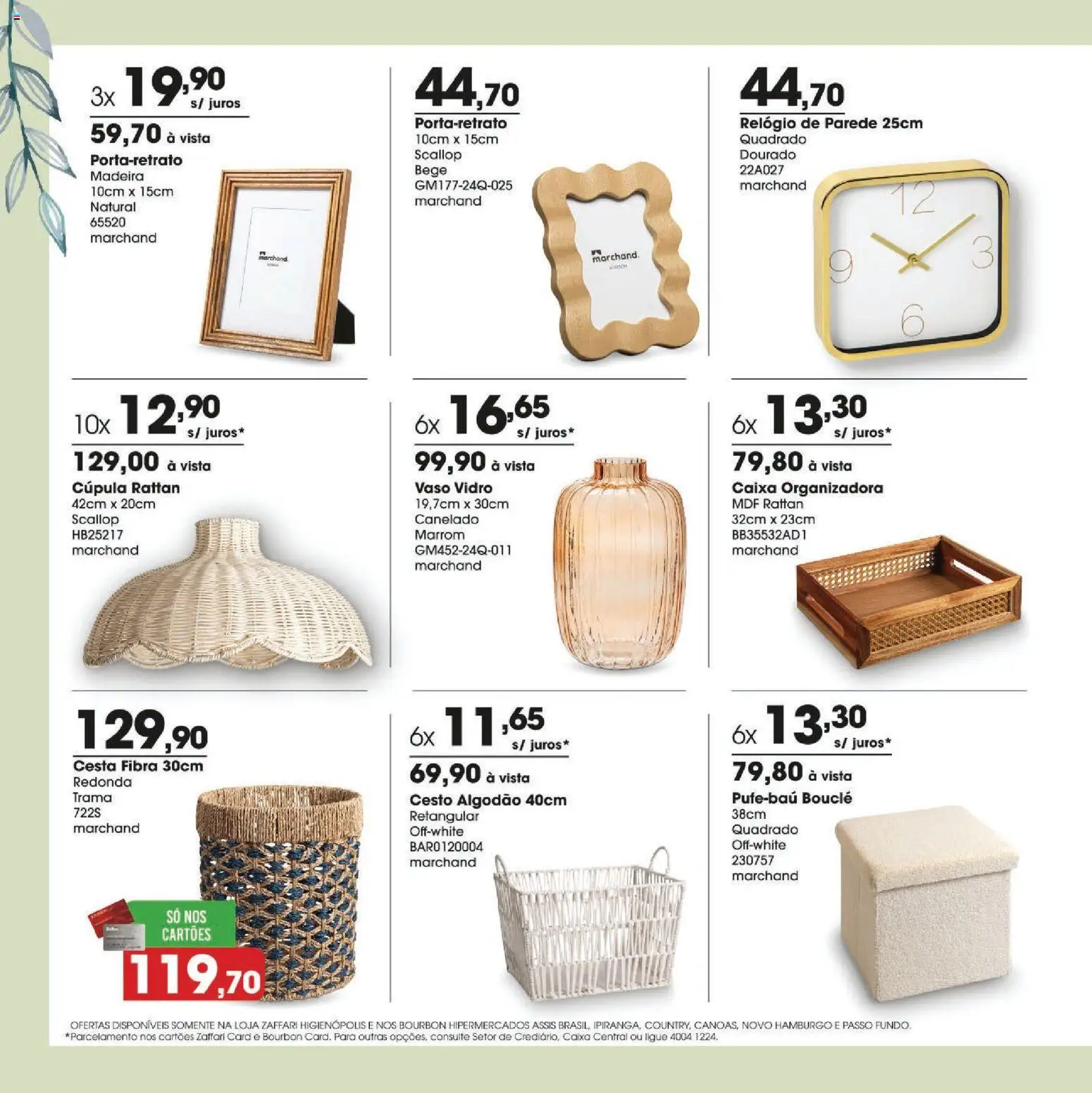 Zaffari Folheto - válido de 24.04.2026 | Página: 4 | Produtos: Cesta, Vaso, Algodão, Relógio