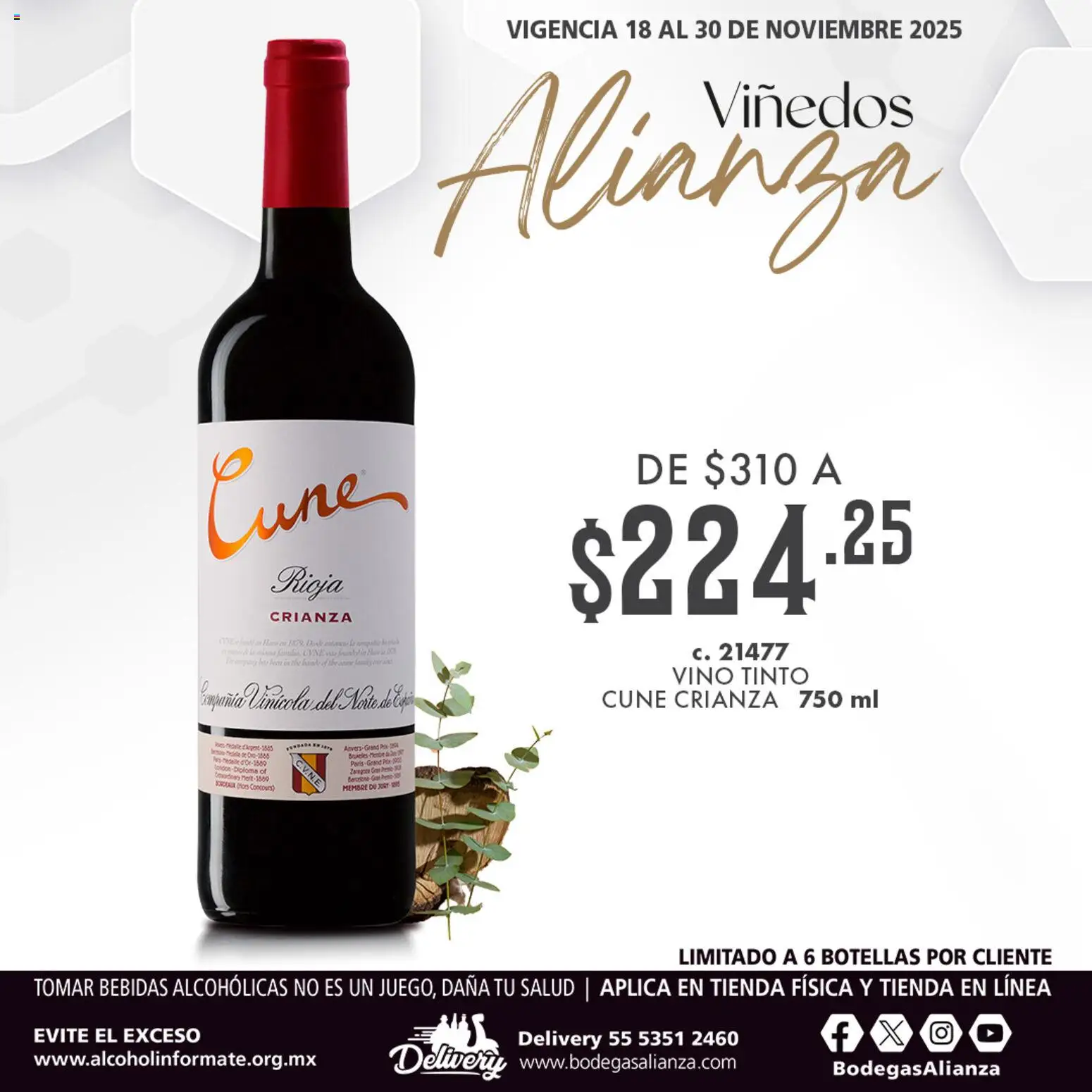 Nuevas ofertas de Bodegas Alianza válidas en toda la República Mexicana desde el 18.11.2025. ¡Encuentra las mejores ofertas en Bodegas Alianza Viñedos! | Página: 1 | Productos: Vino