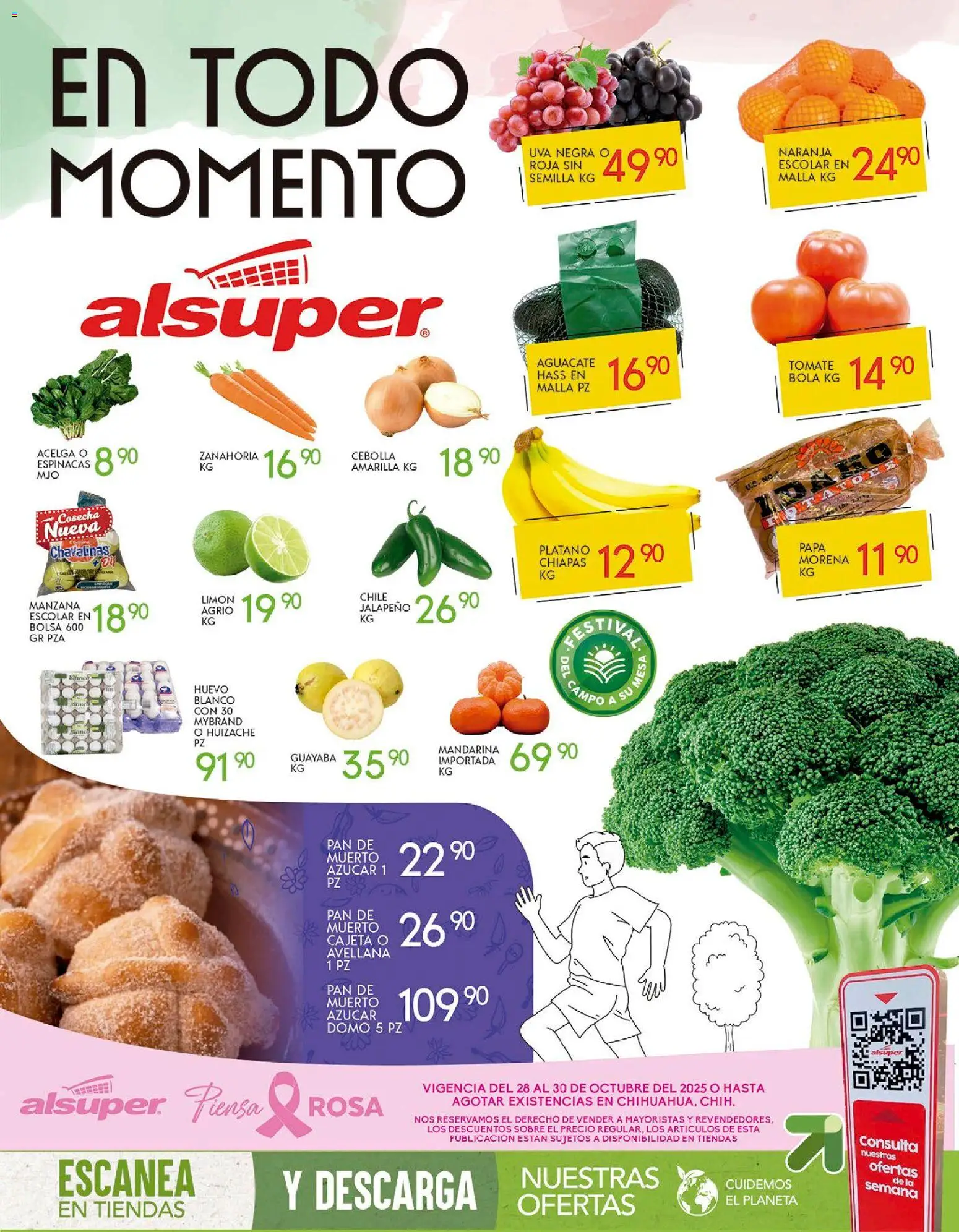 Nuevas ofertas de Alsuper válidas en toda la República Mexicana desde el 28.10.2025. ¡Encuentra las mejores ofertas en Alsuper - Folleto Chihuahua-Capital! | Página: 1 | Productos: Tomate, Limón, Aguacate, Zanahoria