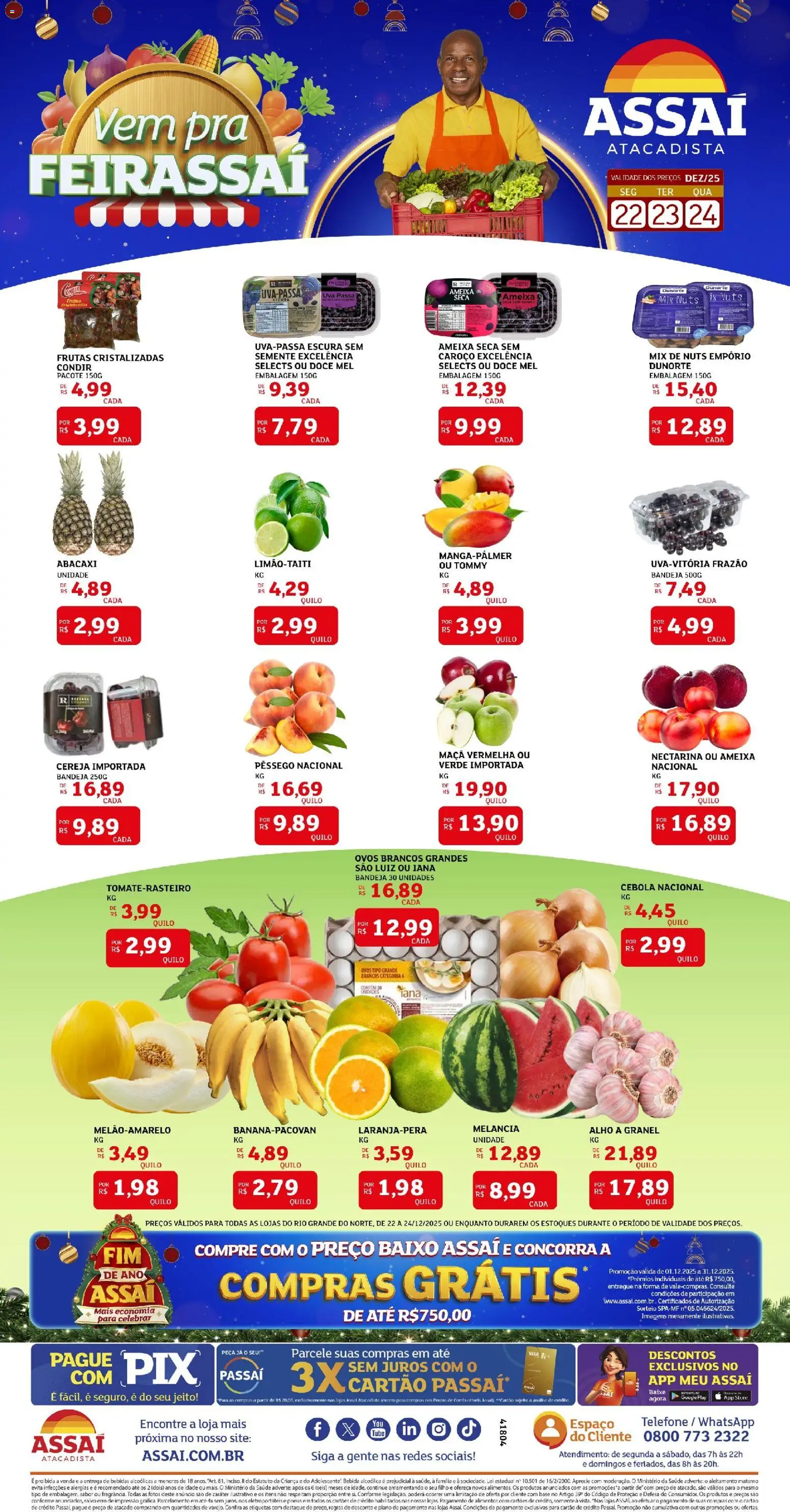 Assaí Atacadista Folheto - válido de 22.12.2025 | Página: 1 | Produtos: Mel, Bebida, Bandeja, Uva passa