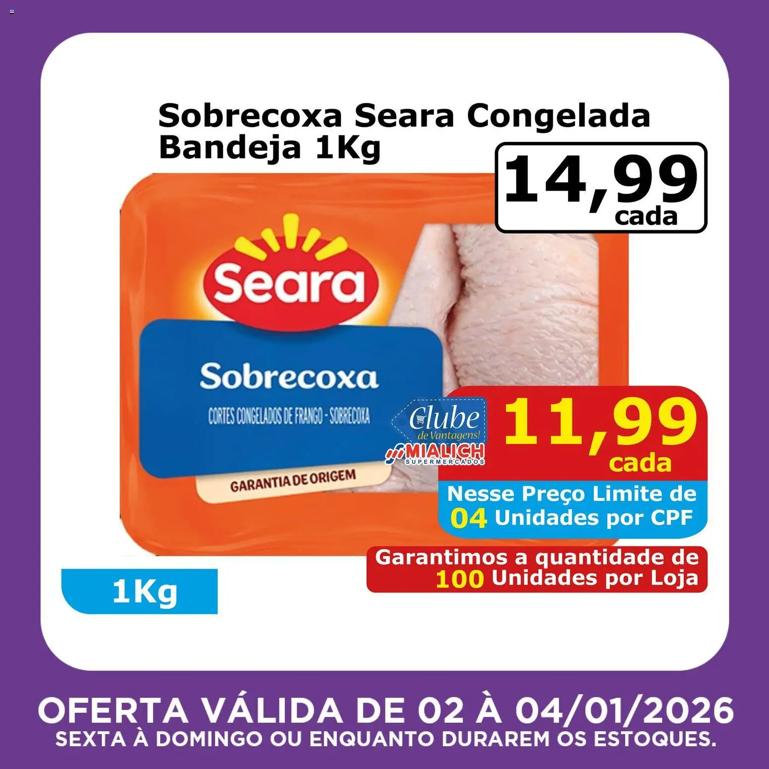 Mialich Supermercados Folheto - válido de 02.01.2026 | Página: 5 | Produtos: Bandeja, Frango
