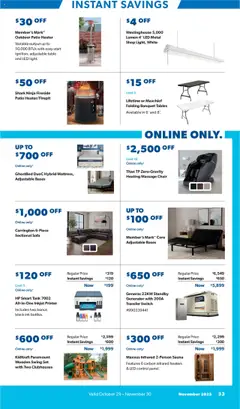 Preview of Sam's Club weekly ads valid from 20.10.2025 | Page: 33 | Products: Sofa, Table, Sectional, Printer
