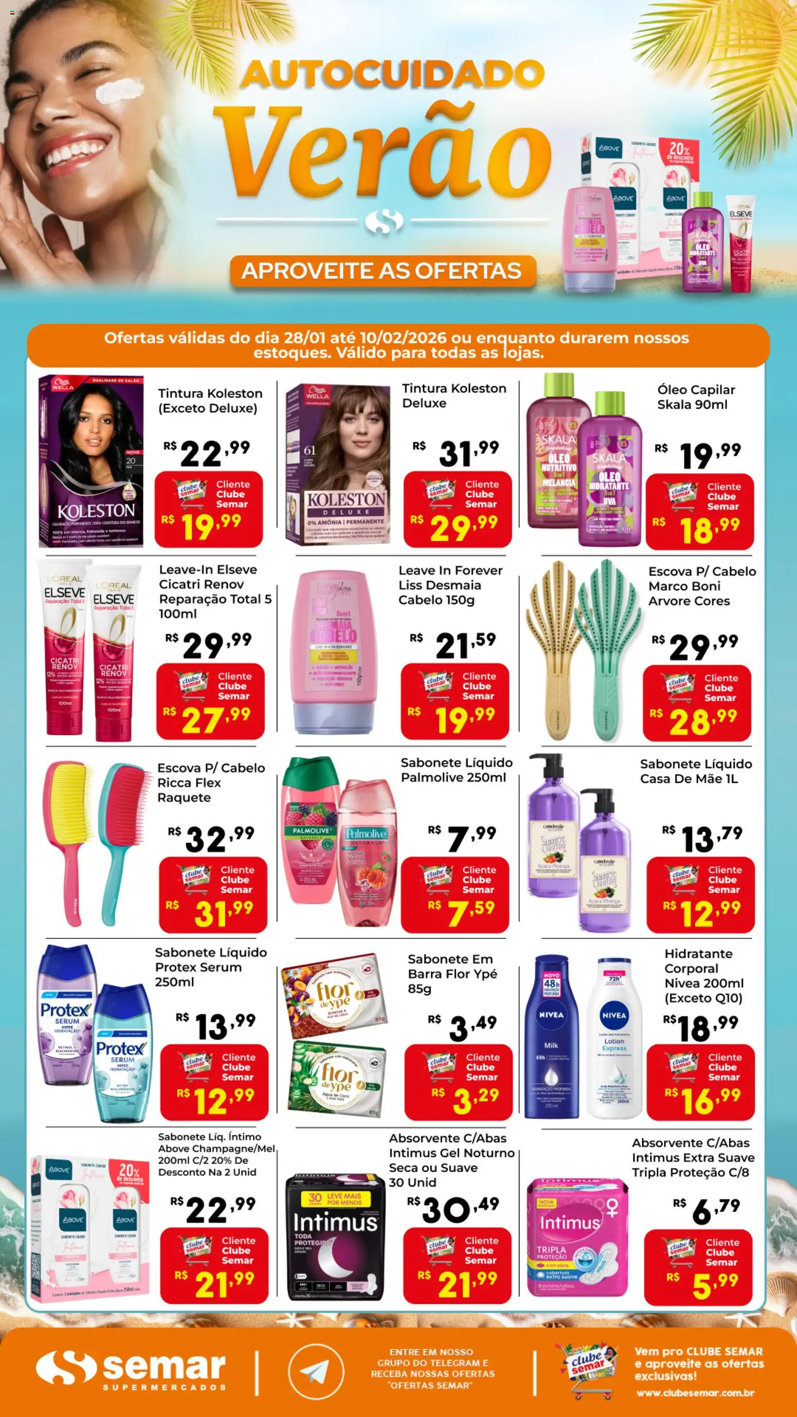 Semar Supermercado Folheto - válido de 28.01.2026 | Página: 1 | Produtos: Melancia, Sabonete, Absorvente, Ameixa
