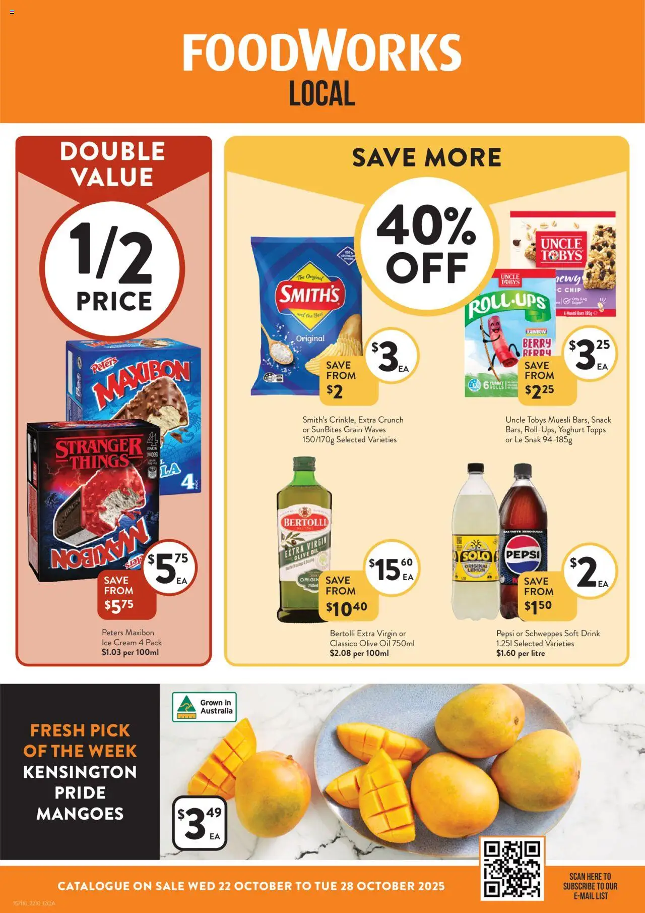 Foodworks catalogue - valid from 22.10.2025 | Page: 1 | Products: Pepsi, Ice cream, Sugar, Lemon
