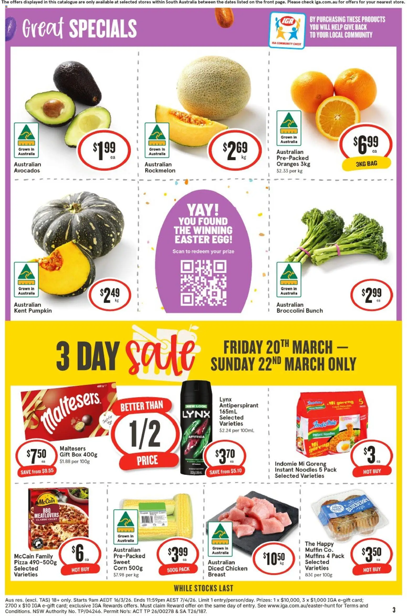 IGA catalogue - valid from 18.03.2026 | Page: 3 | Products: Honey, Mustard, Cream, Biscuits