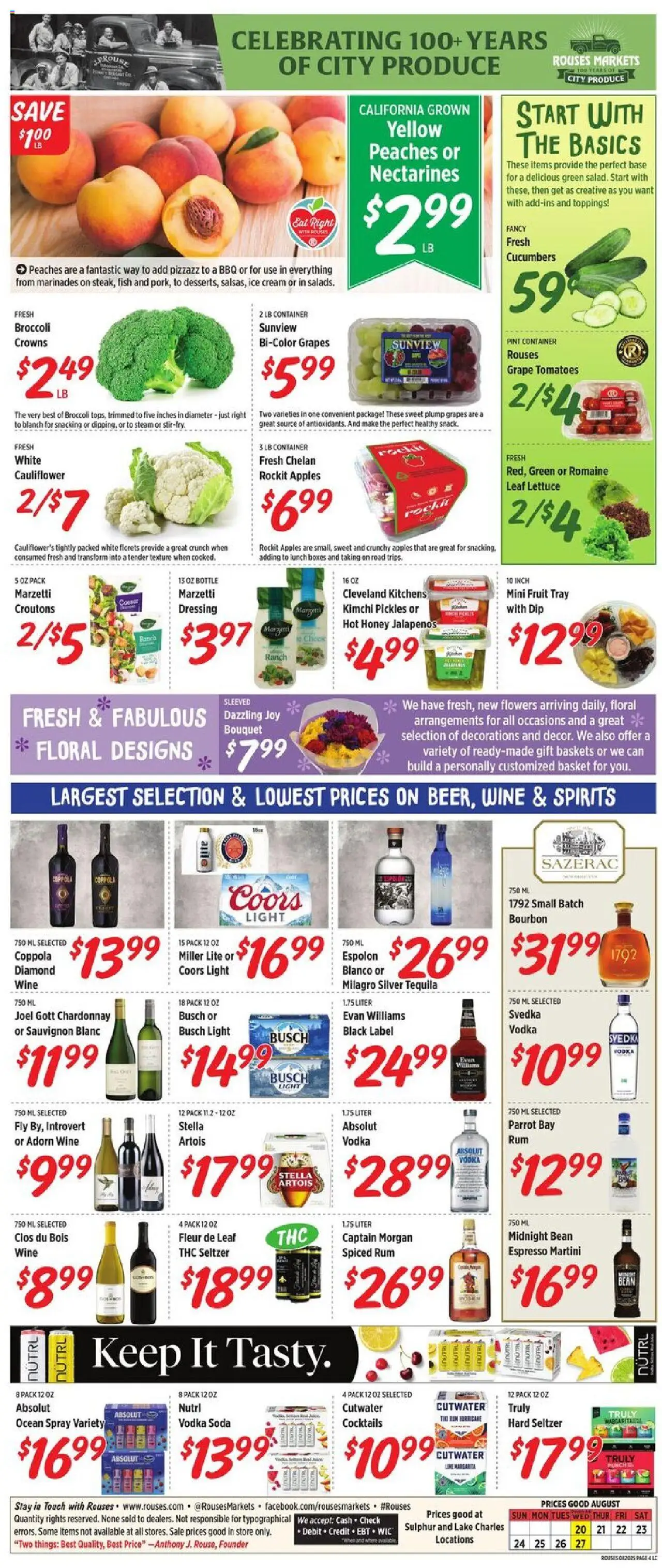 Rouses Weekly Ad - LA - valid from 20.08.2025 | Page: 7 | Products: Broccoli, Basket, Apples, Cream