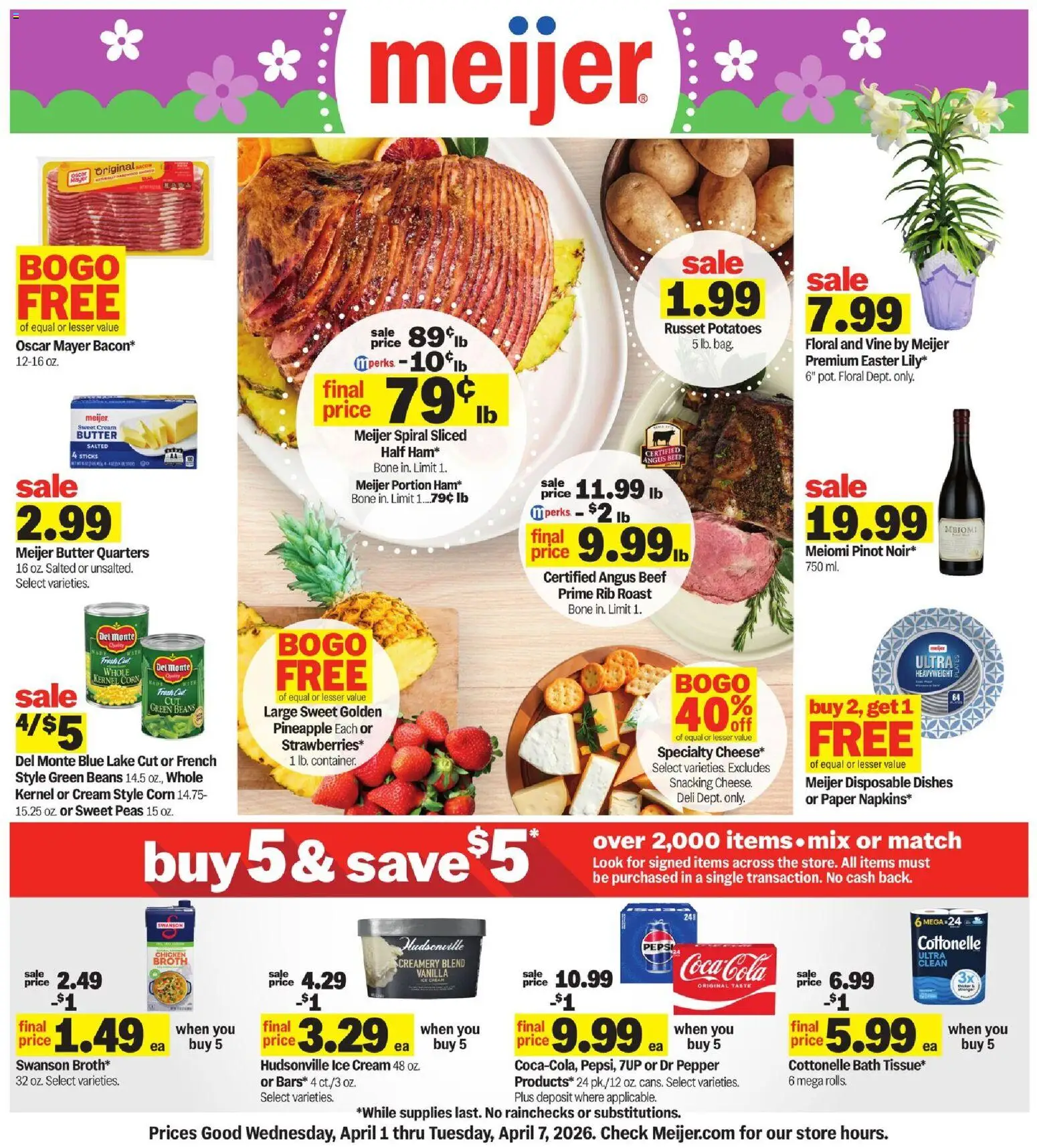 Meijer Weekly Ad - MI - valid from 01.04.2026 | Page: 1 | Products: Corn, Bath, Butter, Pineapple