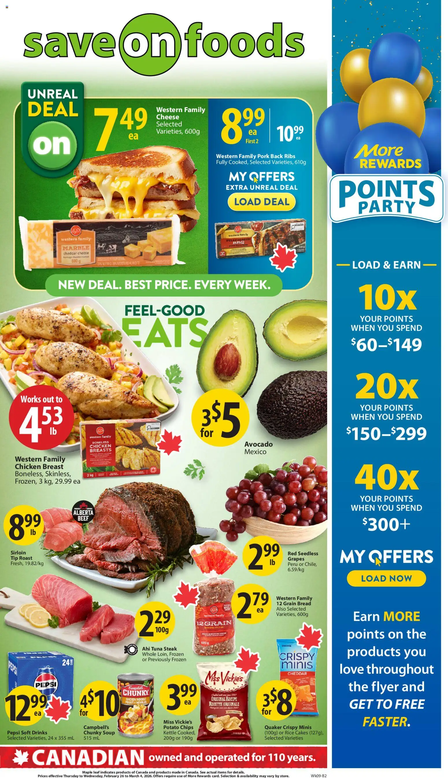 Save on foods flyer valid from 26.02.2026 | Page: 2 | Products: Rice, Bread, Chicken, Pork