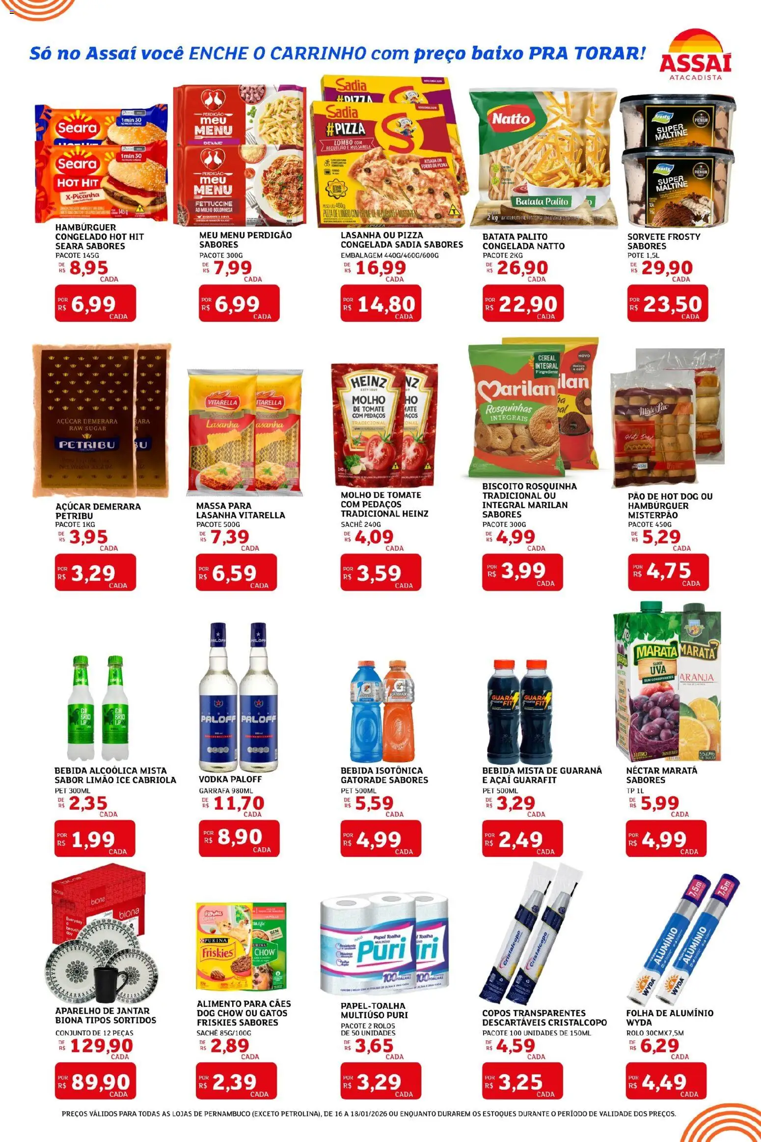 Assaí Atacadista Folheto - válido de 16.01.2026 | Página: 2 | Produtos: Gatorade, Molho de tomate, Copos, Rosquinha