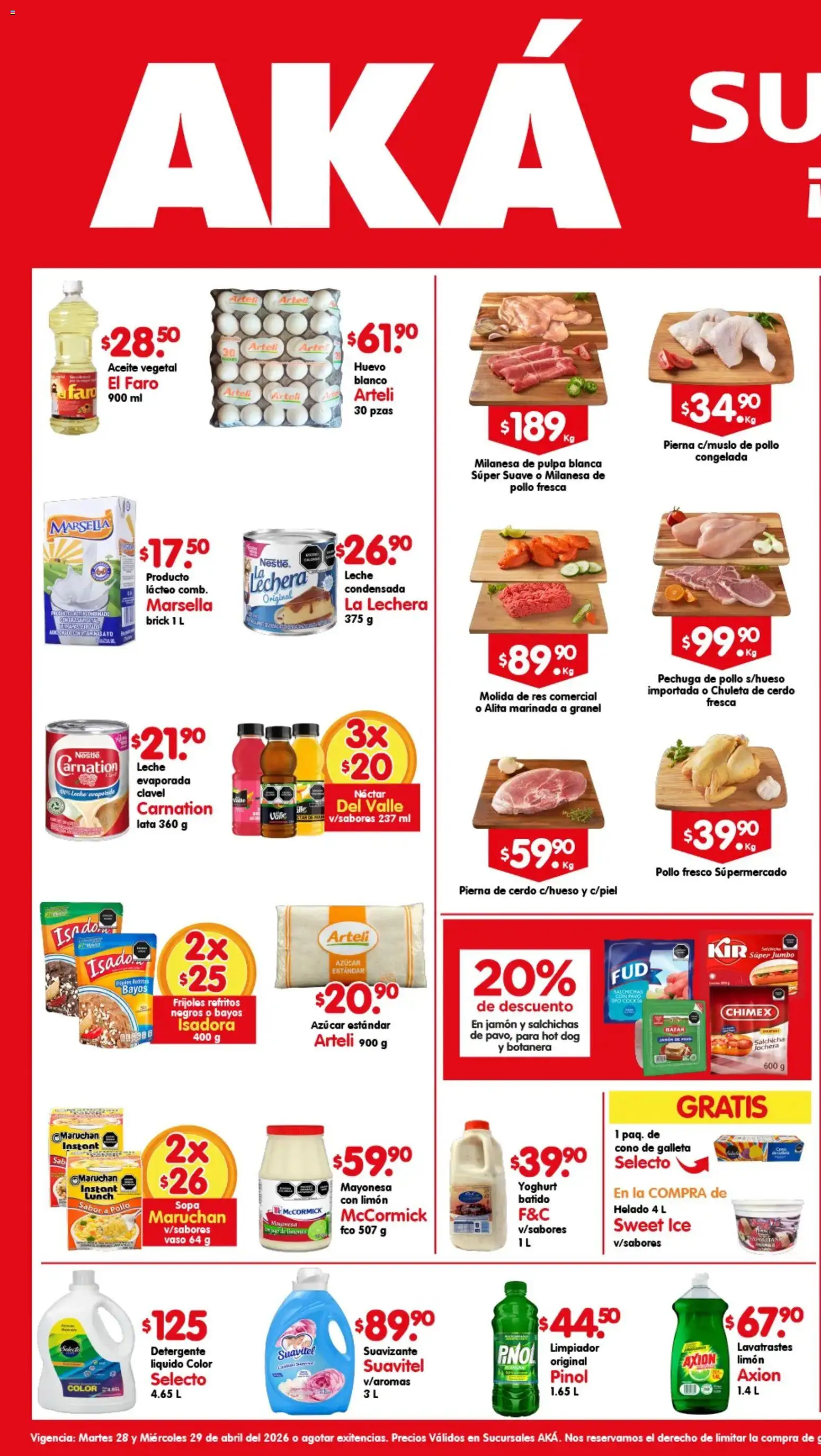Nuevas ofertas de Arteli válidas en toda la República Mexicana desde el 28.04.2026. ¡Encuentra las mejores ofertas en Arteli folleto Aká Super Bodega! | Página: 1 | Productos: Azúcar, Salchicha, Suavizante, Limpiador