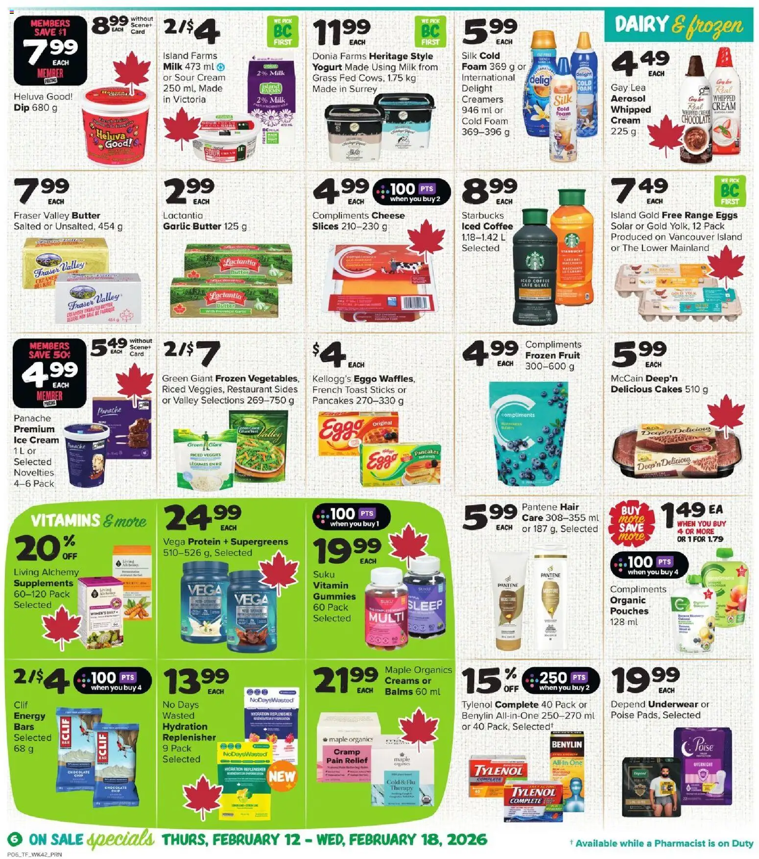 Thrifty Foods flyer valid from 12.02.2026 | Page: 7 | Products: Ice cream, Milk, Yogurt, Underwear
