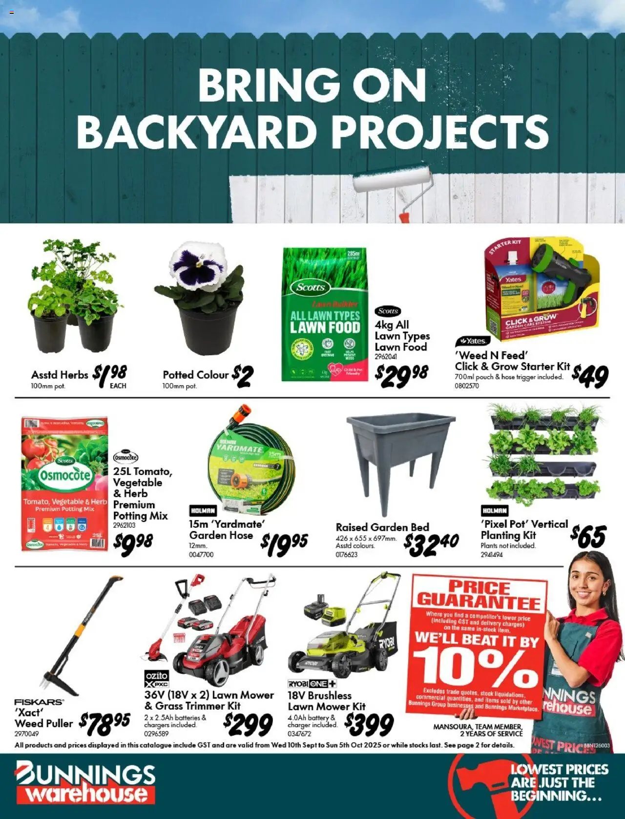 Bunnings Warehouse catalogue - valid from 10.09.2025 | Page: 1 | Products: Grass, Charger, Weed, Mower