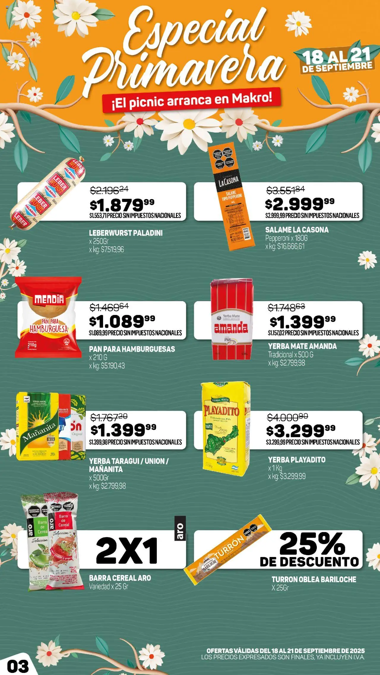 Makro ofertas │ válido desde el 18.09.2025 | Página: 3 | Productos: Mate, Mani, Pan, Cereales
