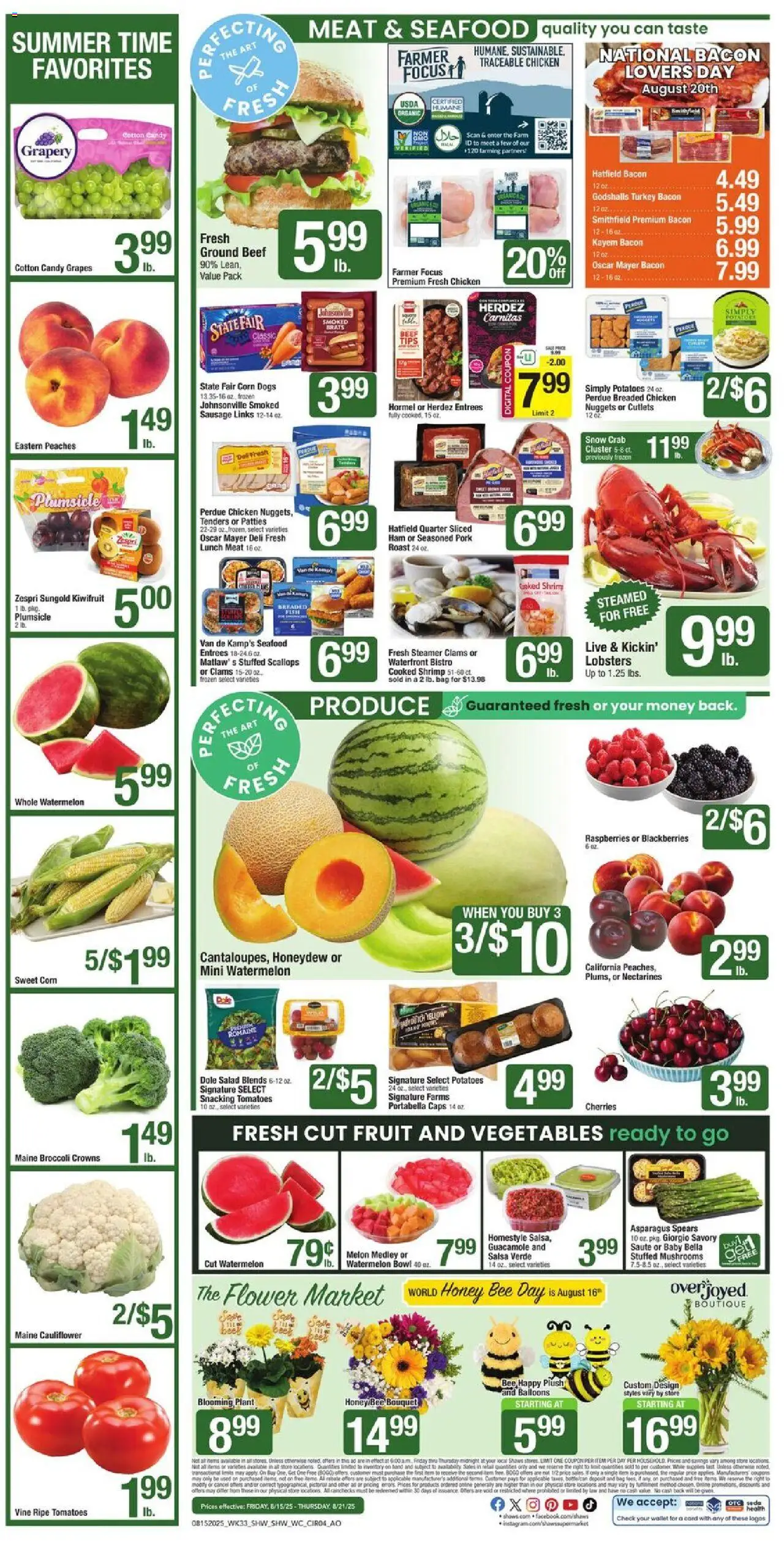 Shaw's Weekly Ad - NH - valid from 15.08.2025 | Page: 4 | Products: Corn, Peaches, Asparagus, Watermelon
