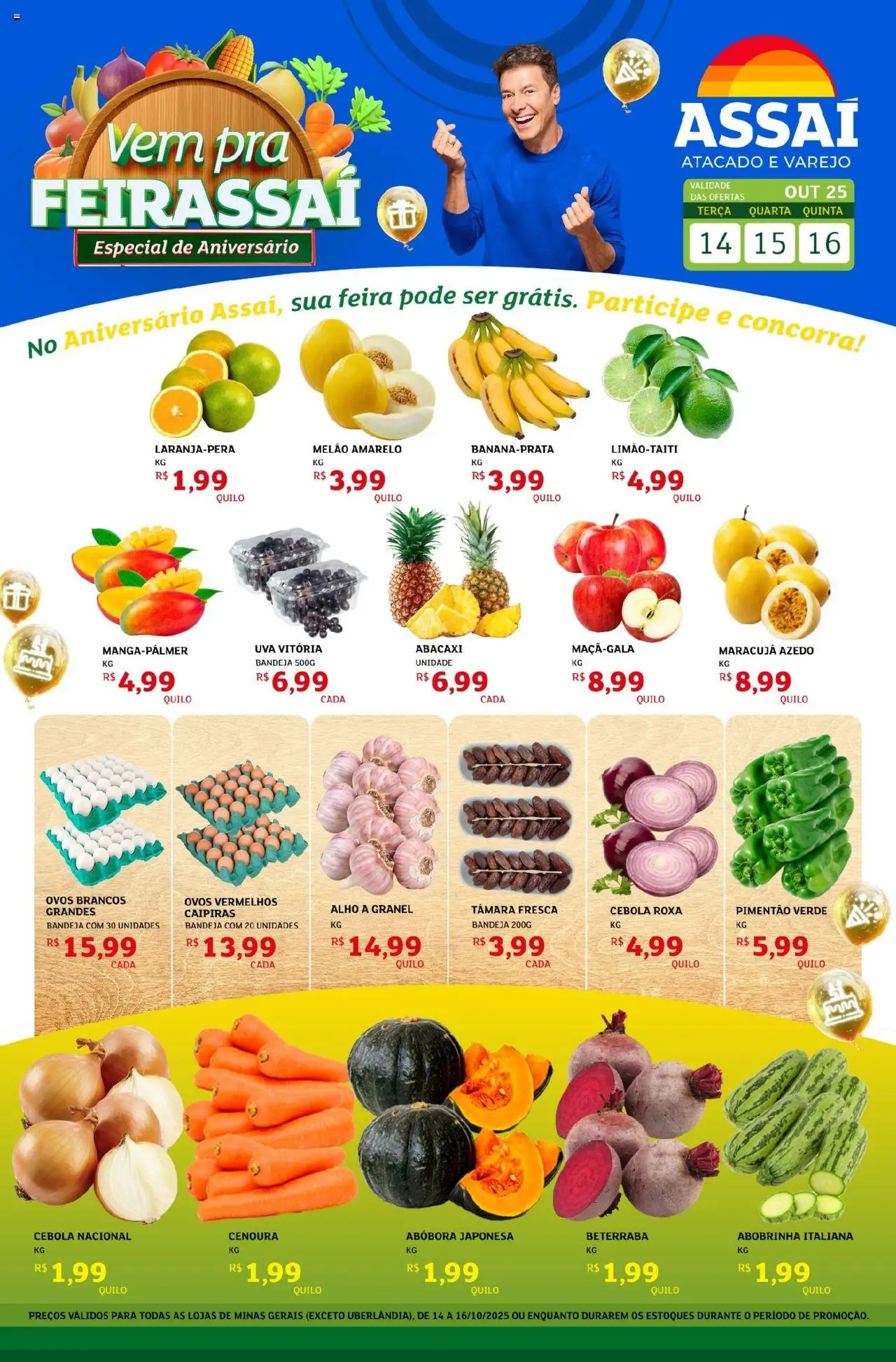 Assaí Atacadista Folheto - válido de 14.10.2025 | Página: 1 | Produtos: Melão, Alho, Pimentão, Abacaxi