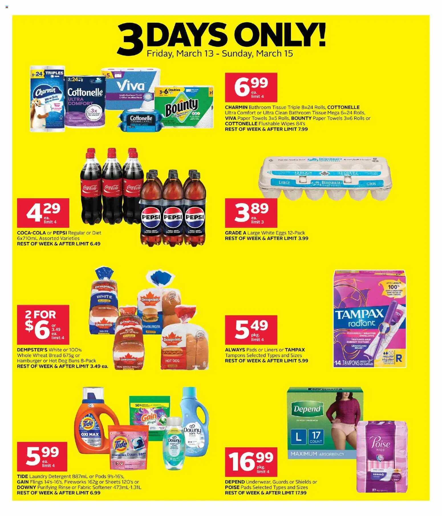 Rexall flyer valid from 13.03.2026 | Page: 1 | Products: Fabric softener, Detergent, Eggs, Underwear