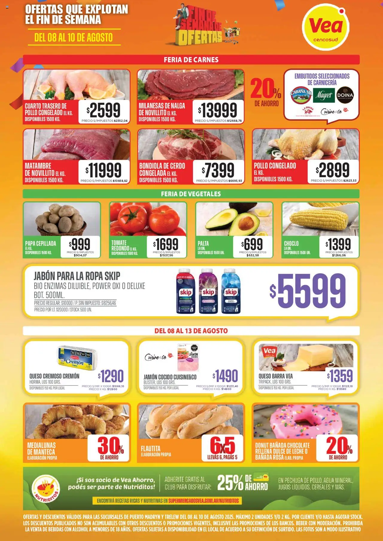 Vea - Ofertas fin de semana - Chubut │ válido desde el 08.08.2025 | Página: 2 | Productos: Papa, Jabón, Tomate, Cerdo